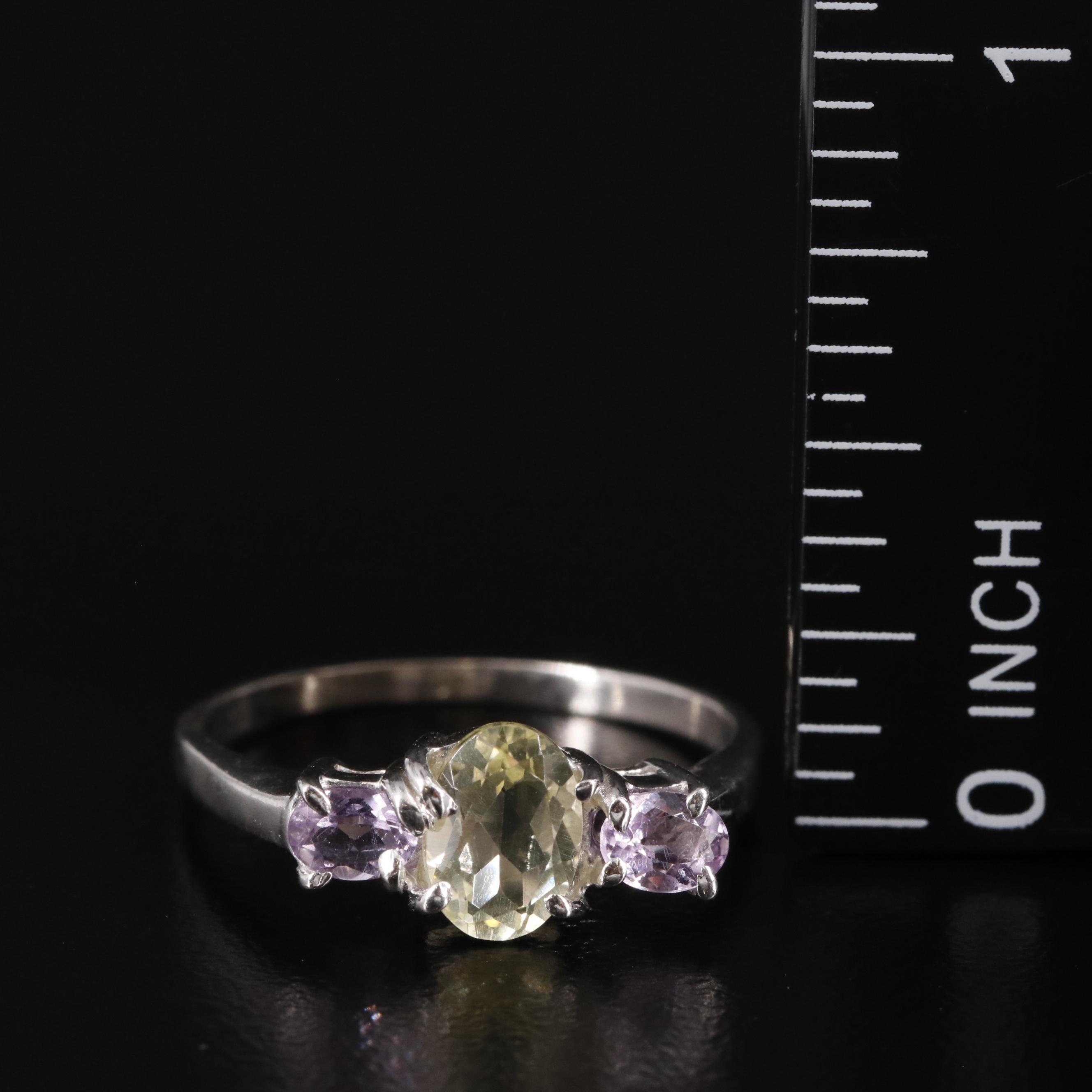 Sterling Citrine and Amethyst Ring