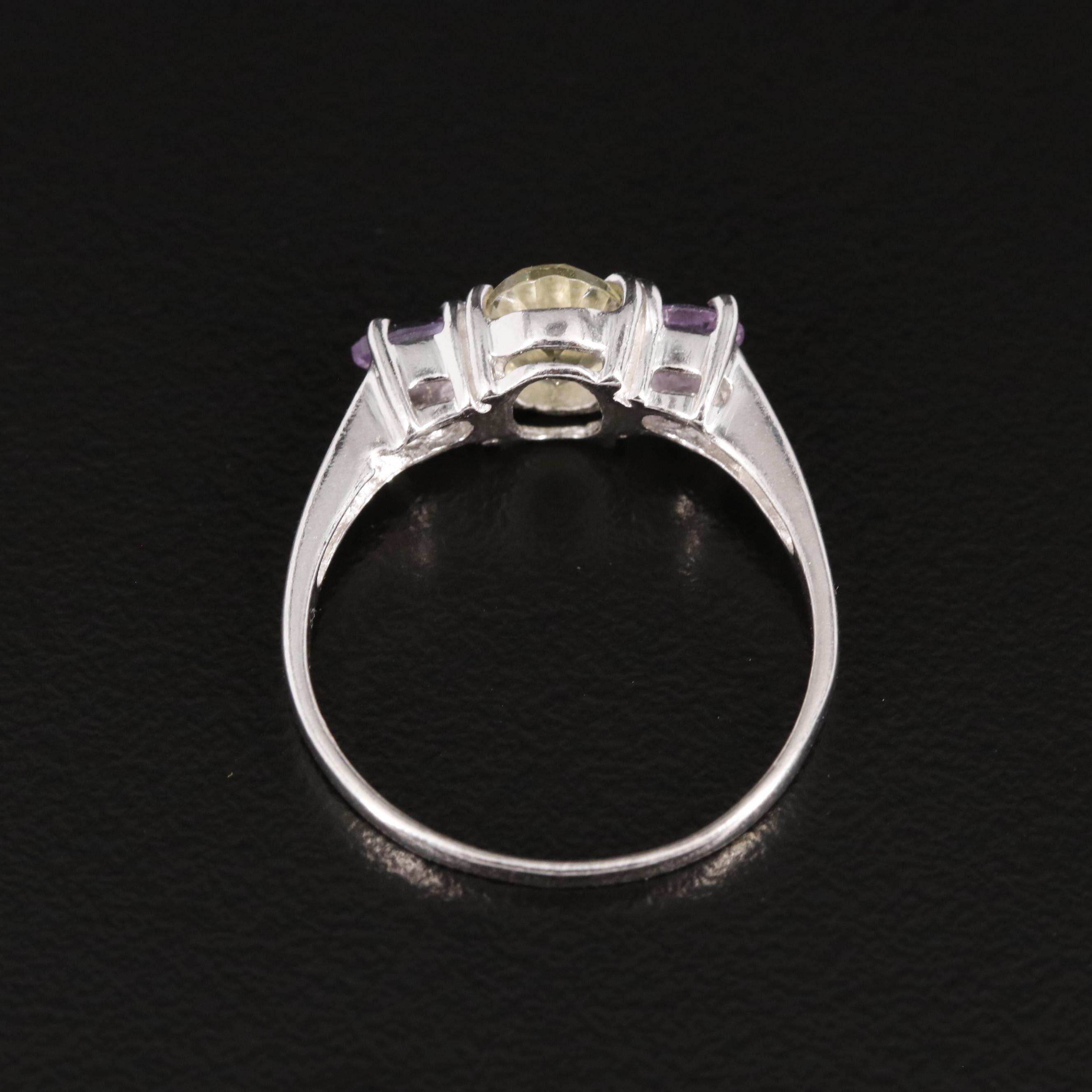 Sterling Citrine and Amethyst Ring