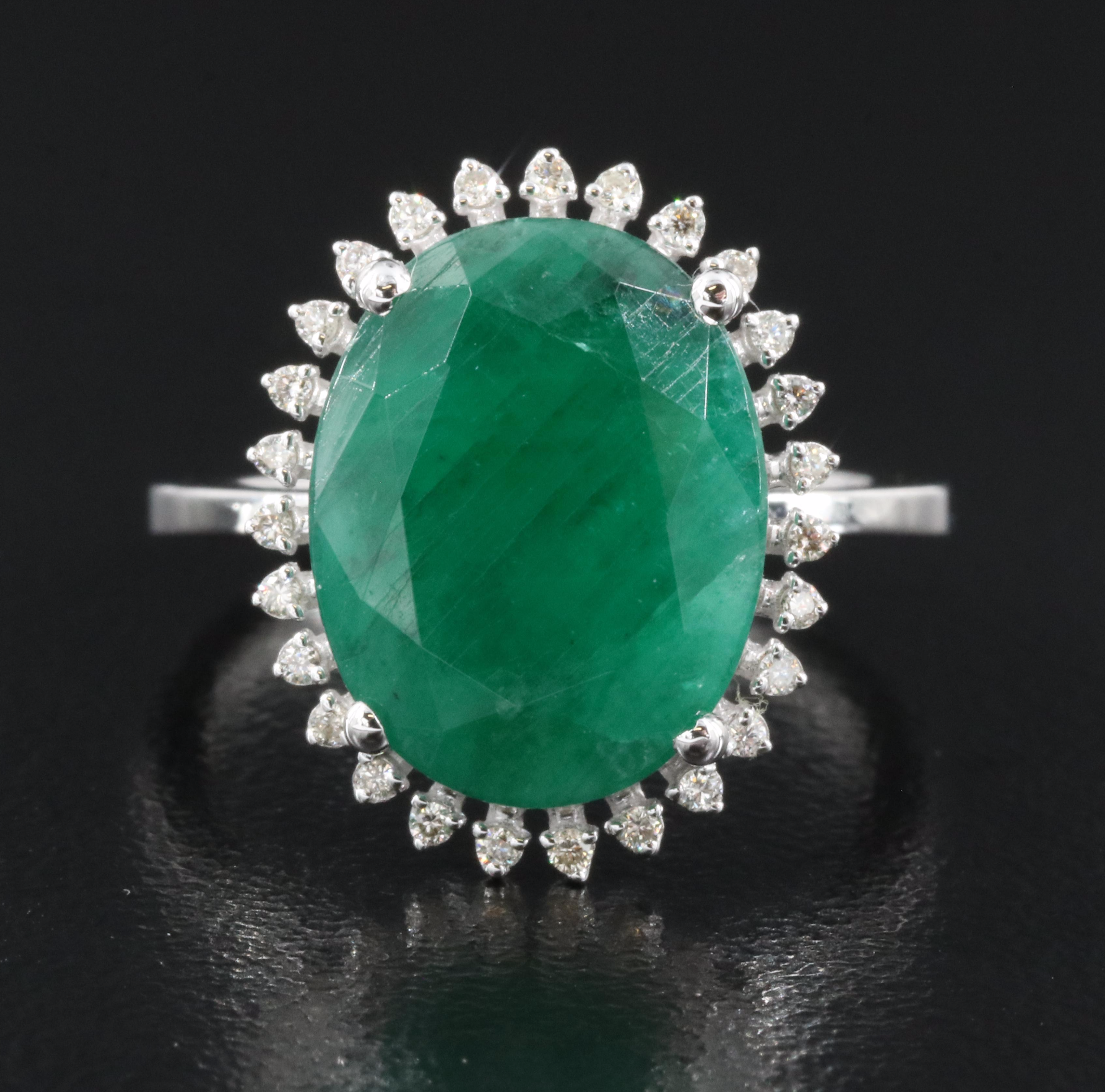 14K 7.05 CT Emerald and Diamond Ring