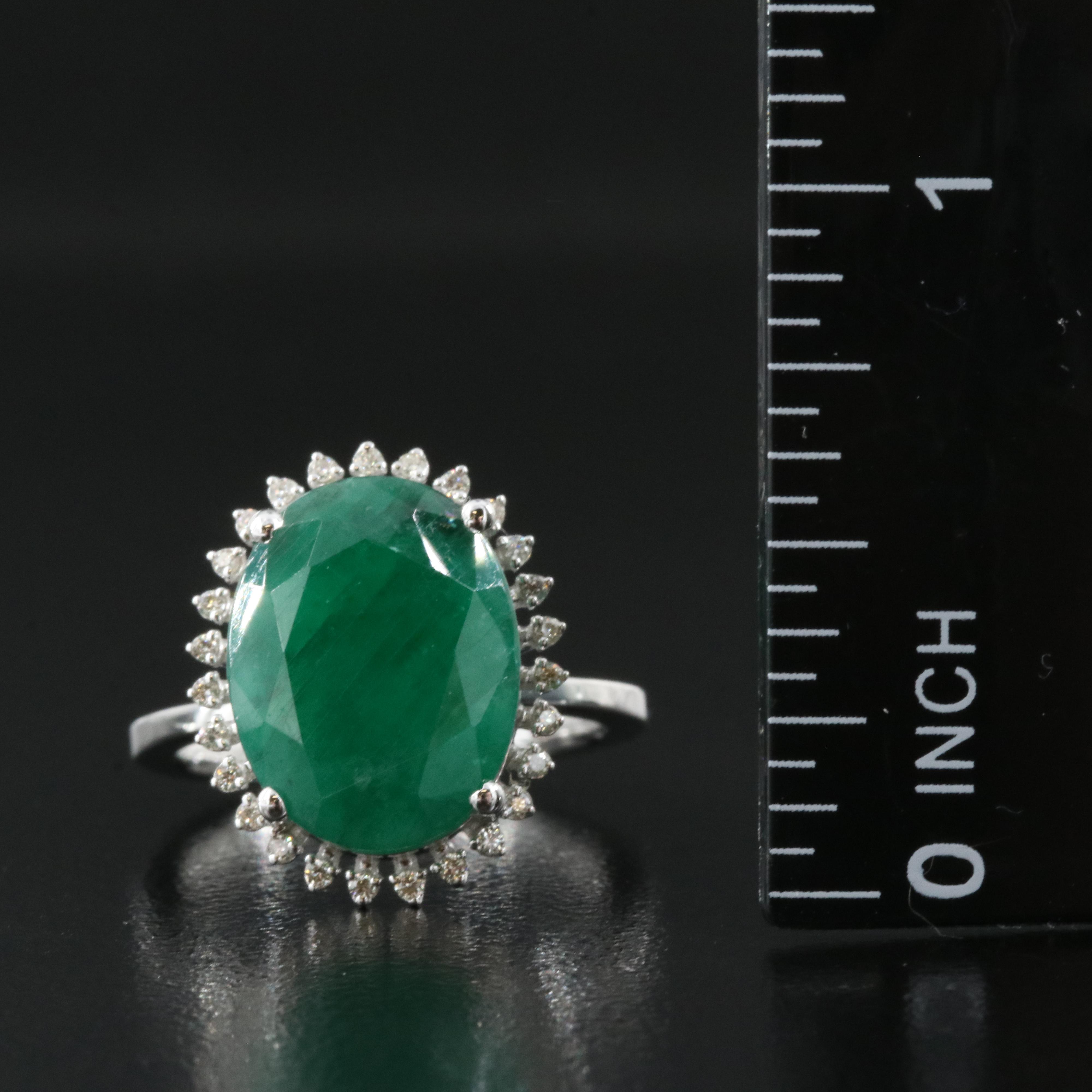 14K 7.05 CT Emerald and Diamond Ring