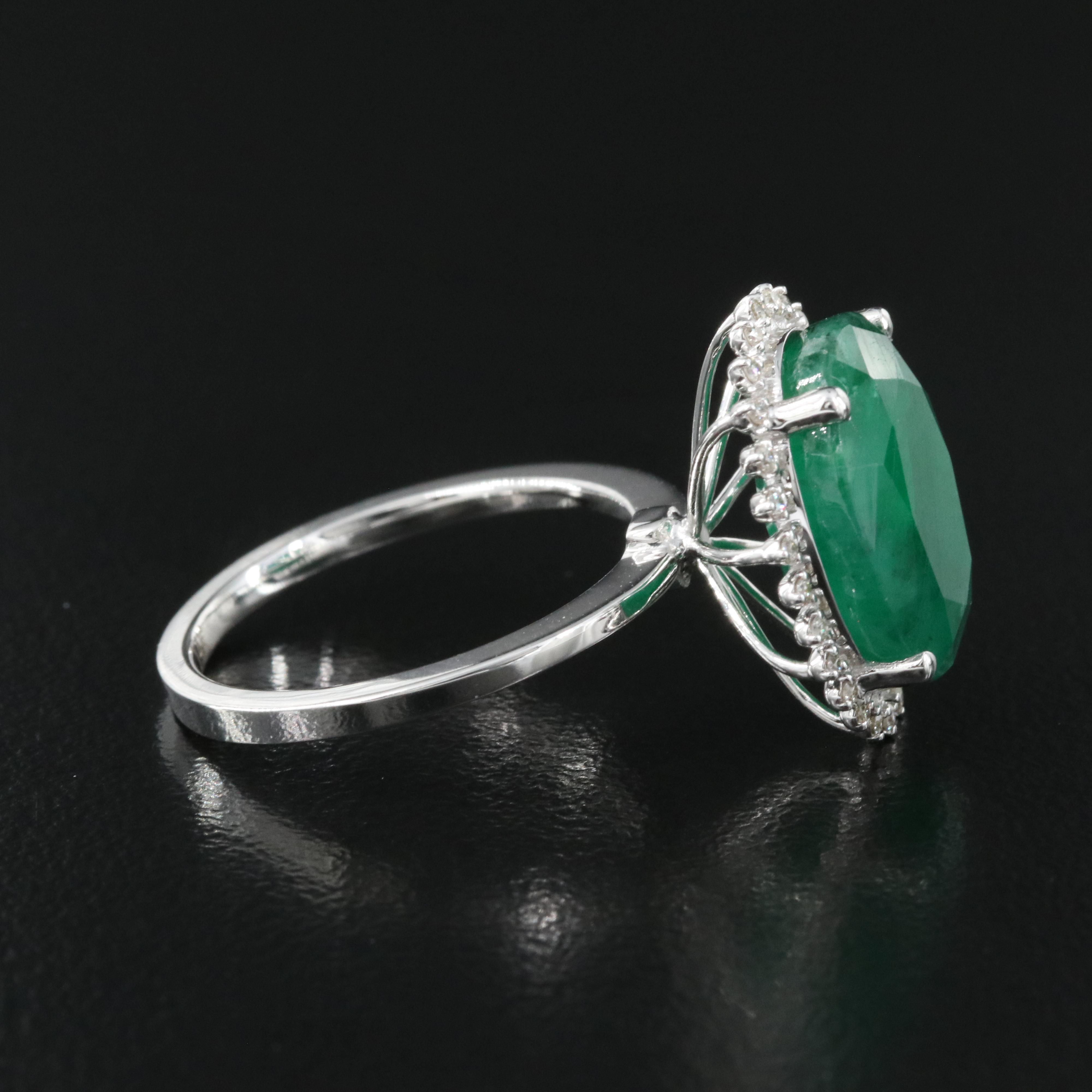 14K 7.05 CT Emerald and Diamond Ring