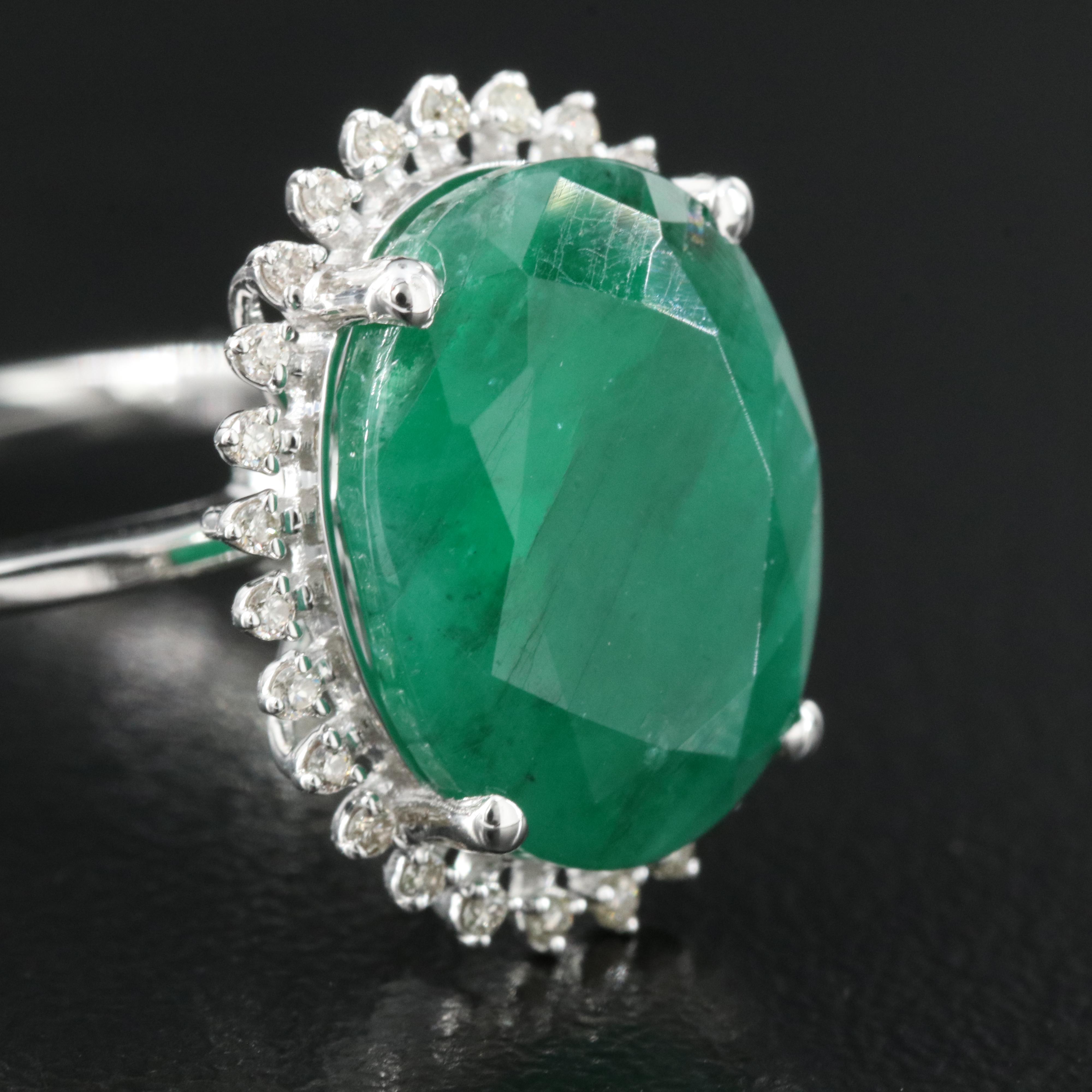 14K 7.05 CT Emerald and Diamond Ring