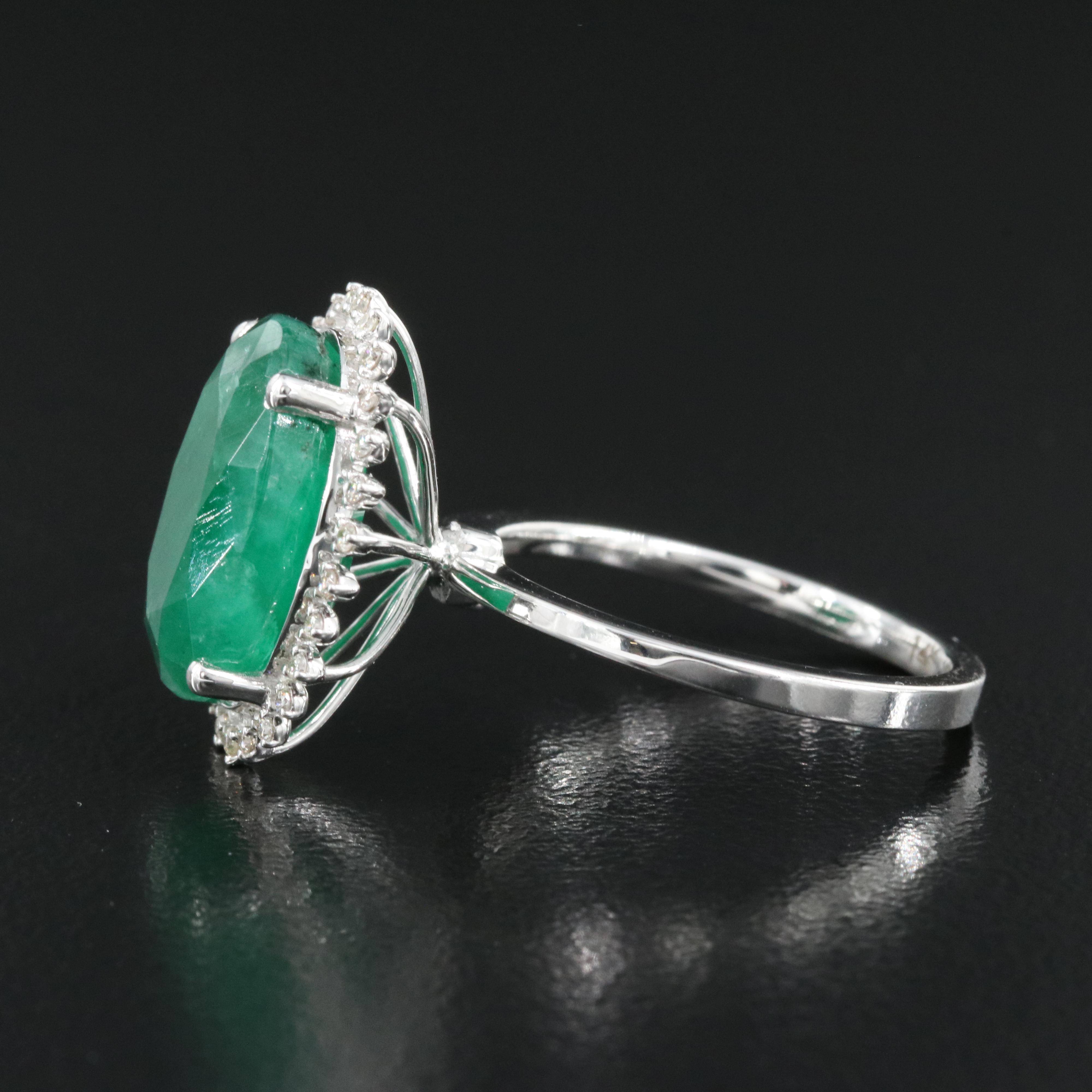 14K 7.05 CT Emerald and Diamond Ring