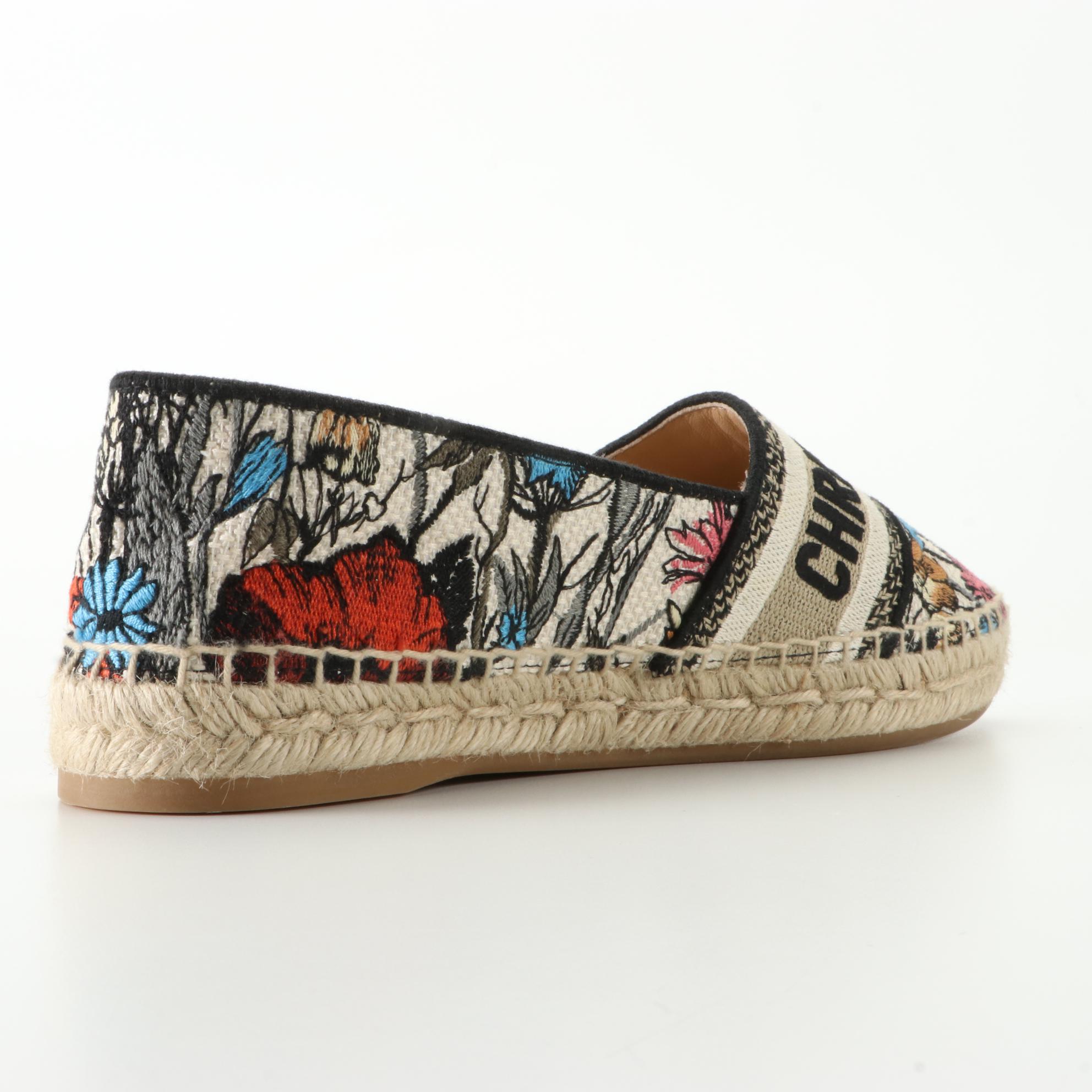 Christian Dior Granville Espadrilles in Canvas with Floral Embroidery