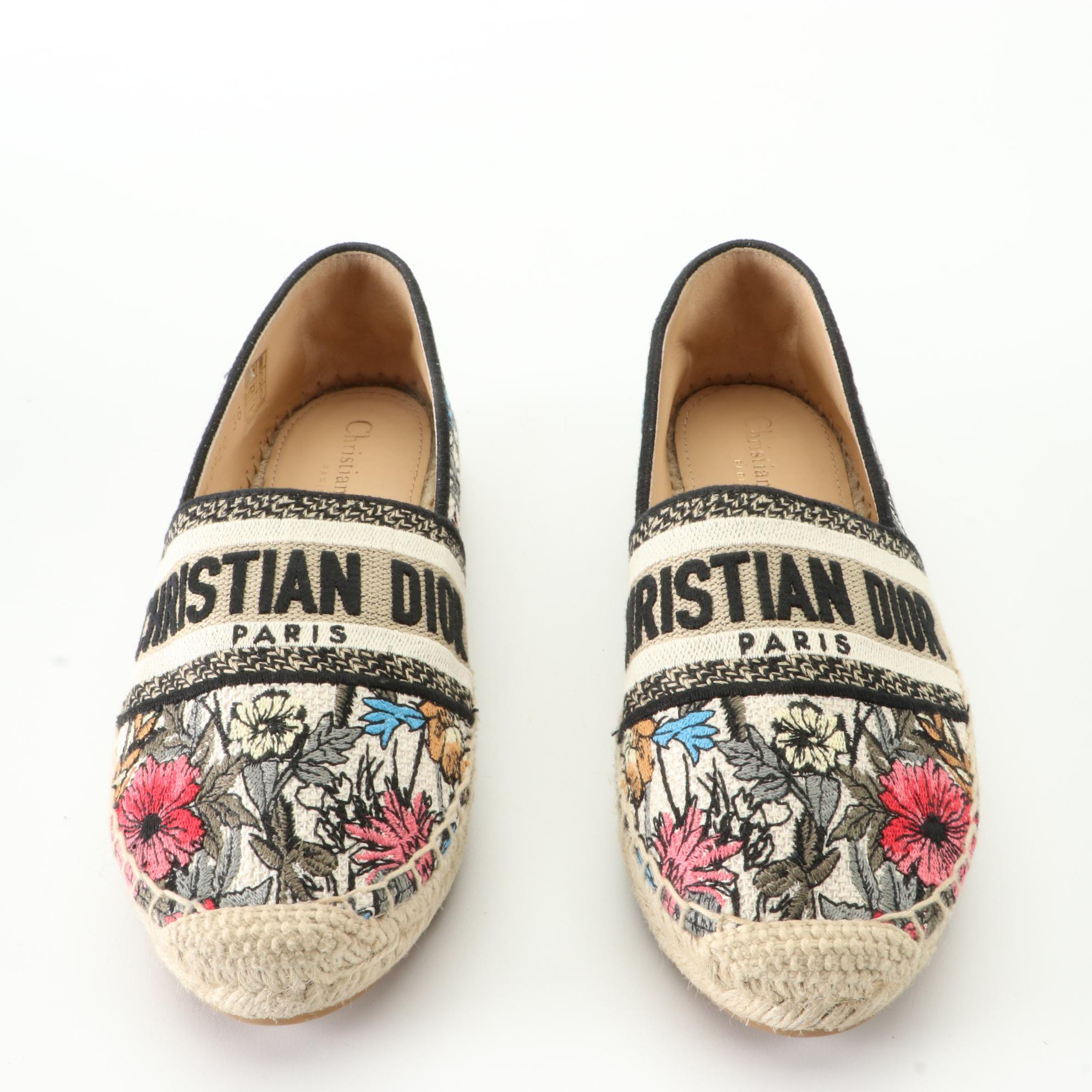 Christian Dior Granville Espadrilles in Canvas with Floral Embroidery