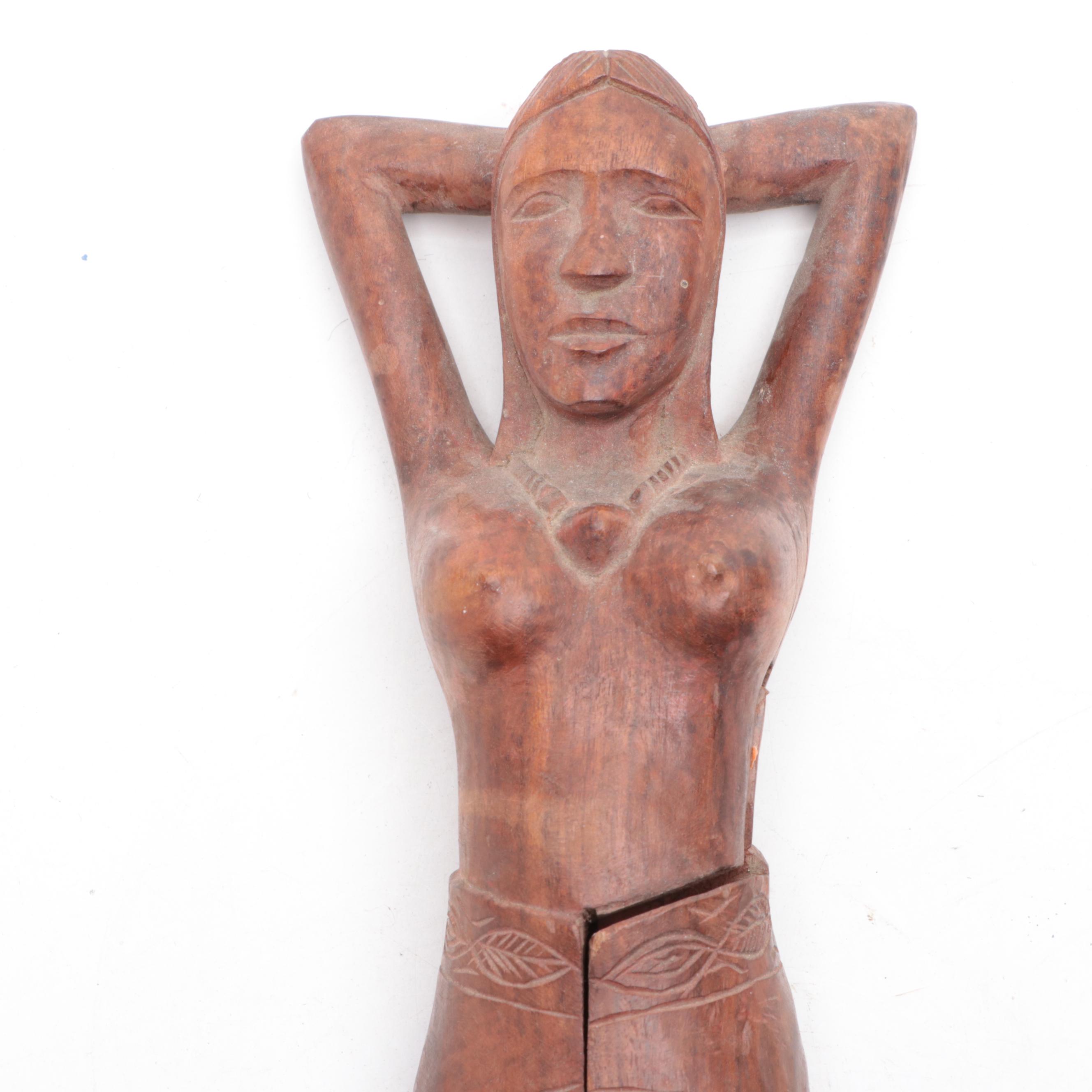 African Figural Carved Hardwood Nutcracker