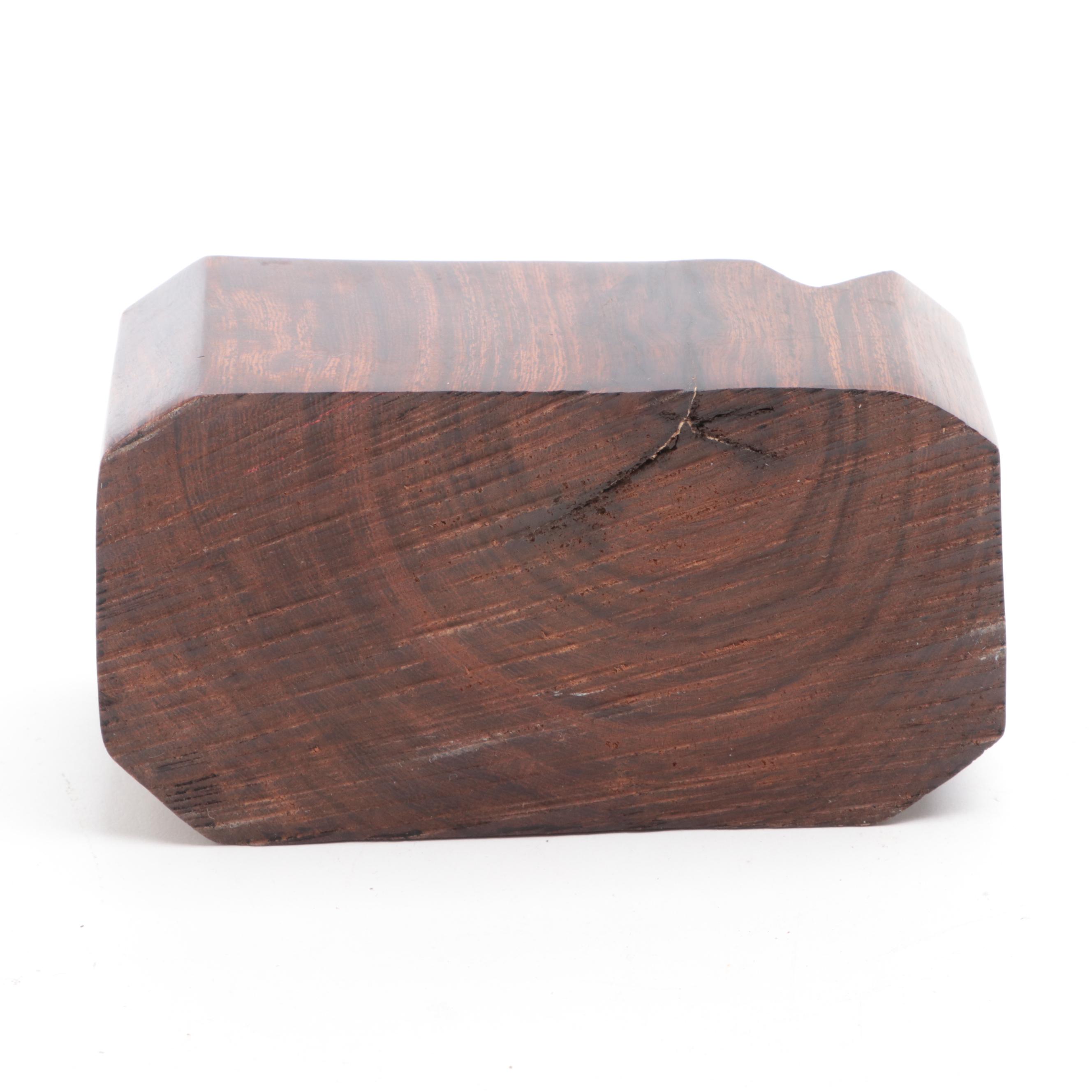 Hand-Carved Wooden Baseball and Pen Holder Stand