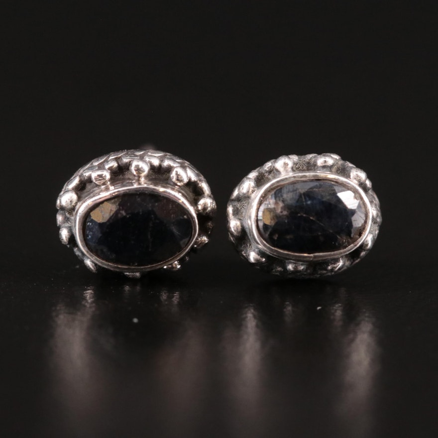 Sterling Sapphire Stud Earrings