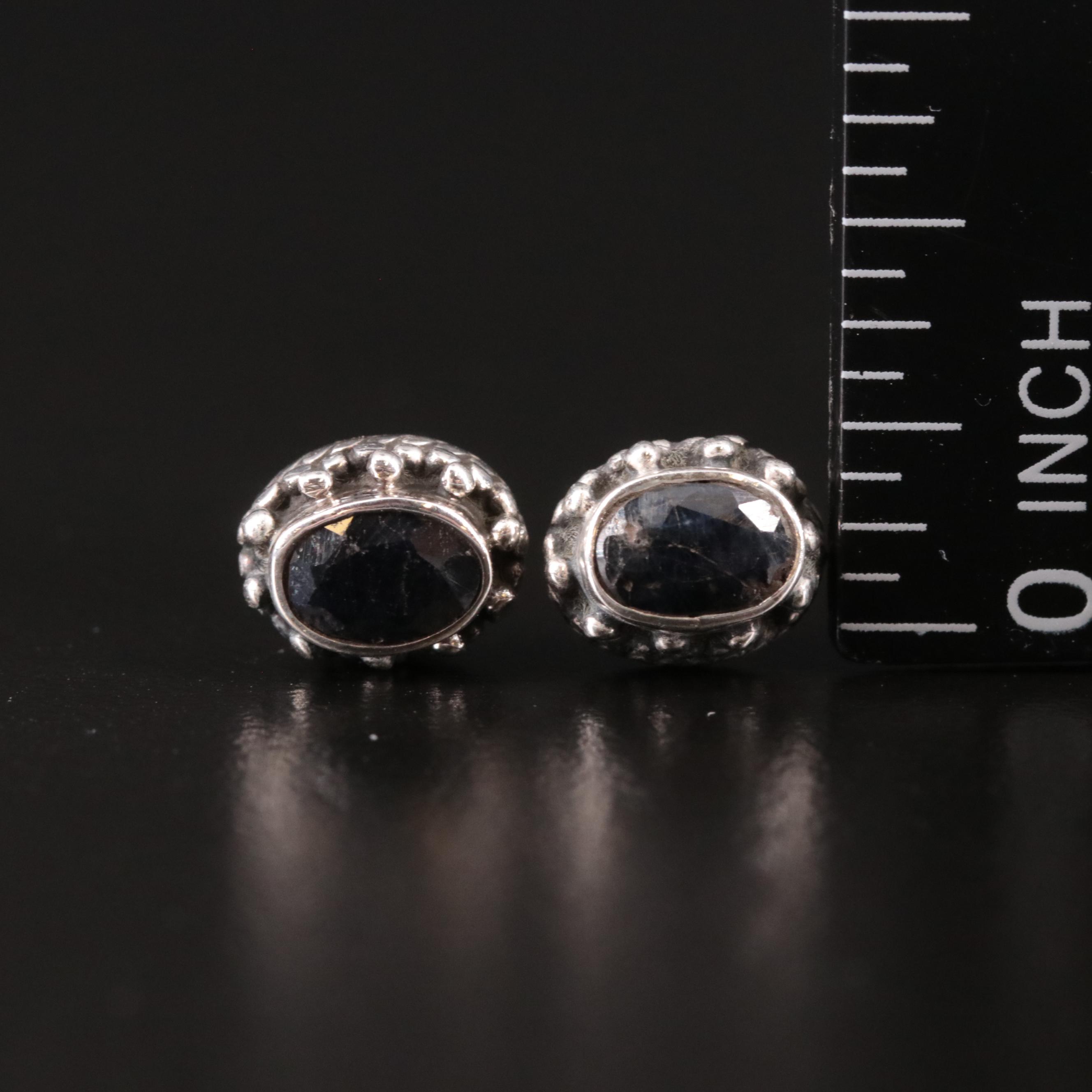 Sterling Sapphire Stud Earrings