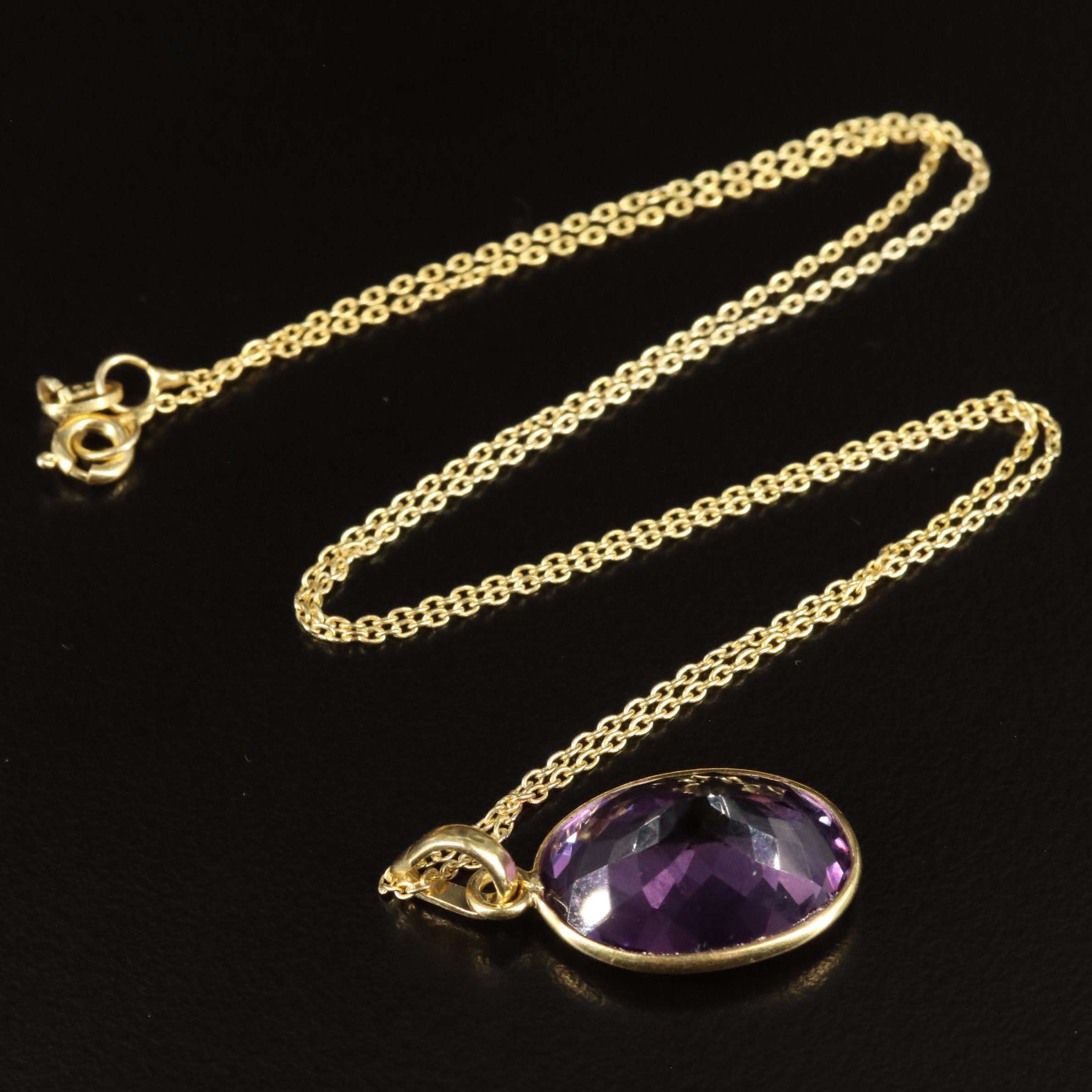 Sterling Amethyst Pendant Necklace