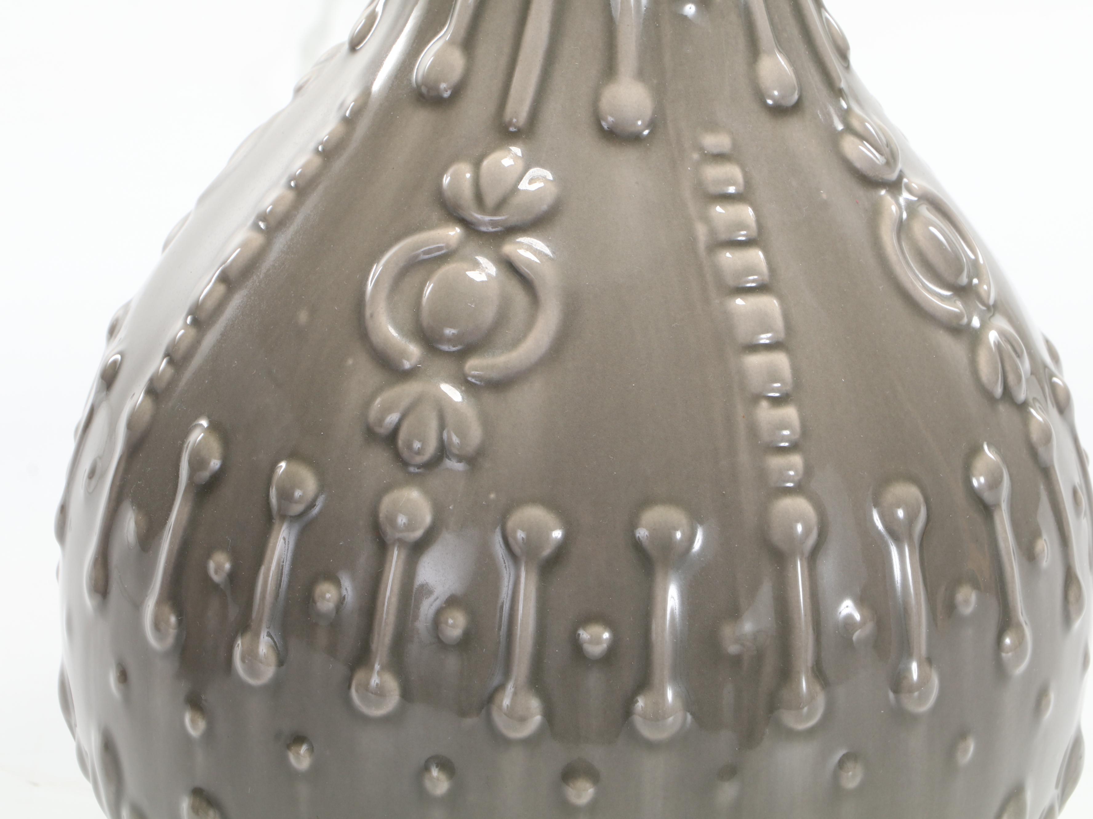 Contemporary Ceramic and Resin Statement Table Lamps, One With Ruched Shade
