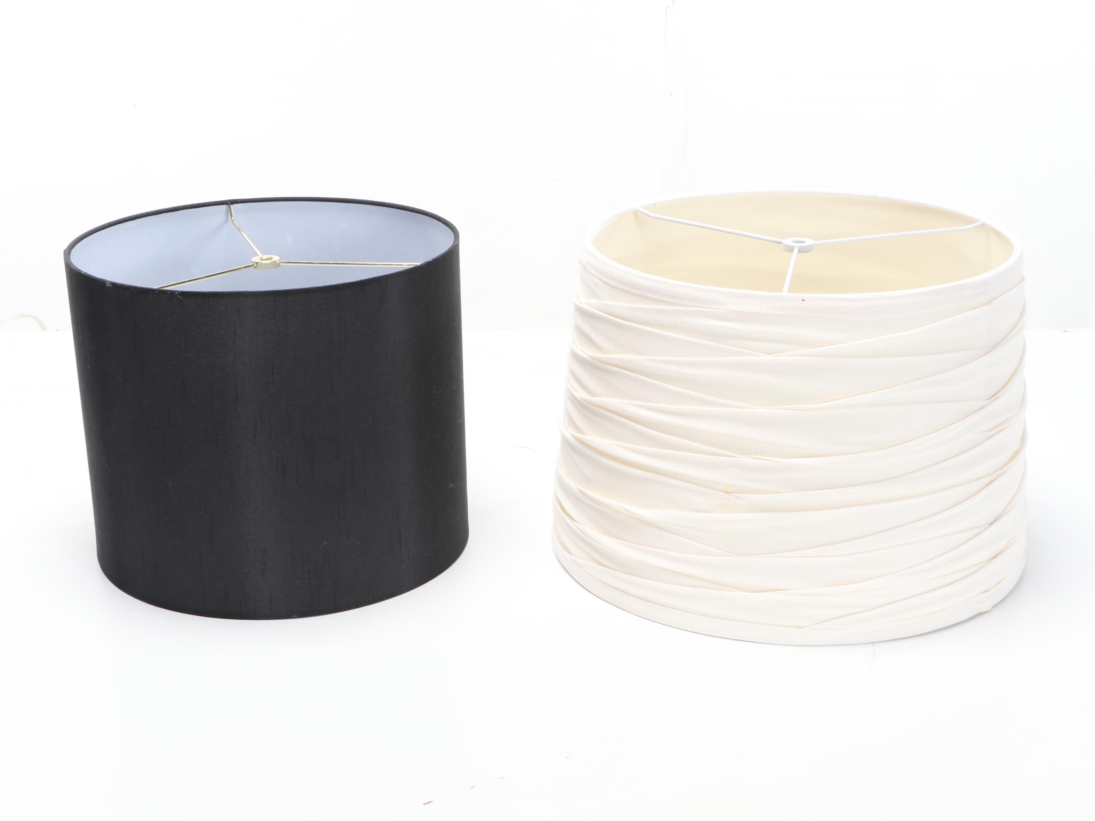 Contemporary Ceramic and Resin Statement Table Lamps, One With Ruched Shade