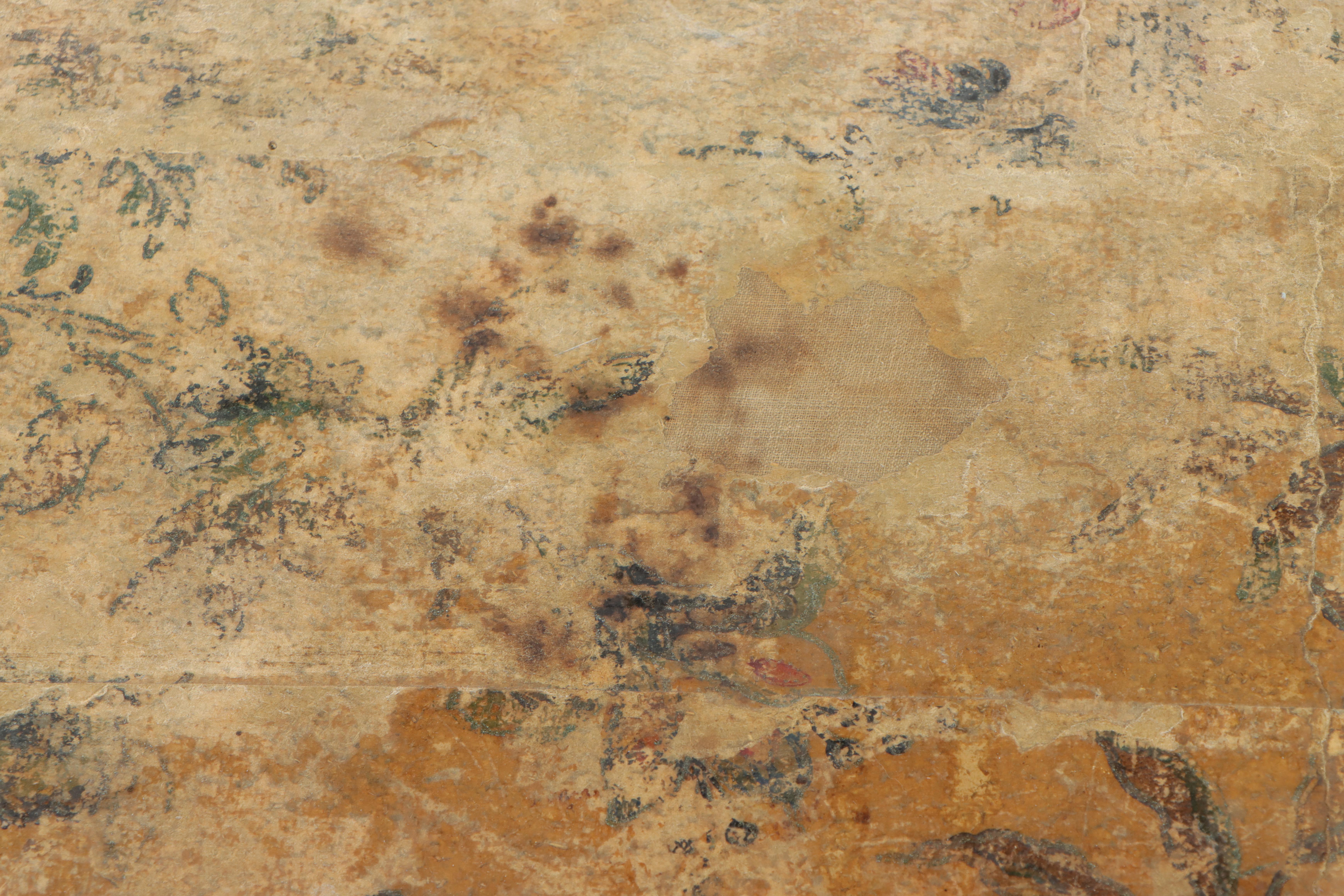 Floral Wallpaper Covered Slatted Wood Trunk, 20th Century