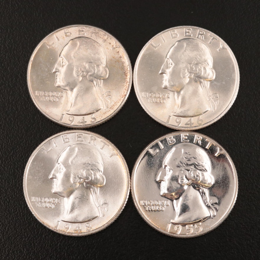 Four Uncirculated Silver Washington Quarters
