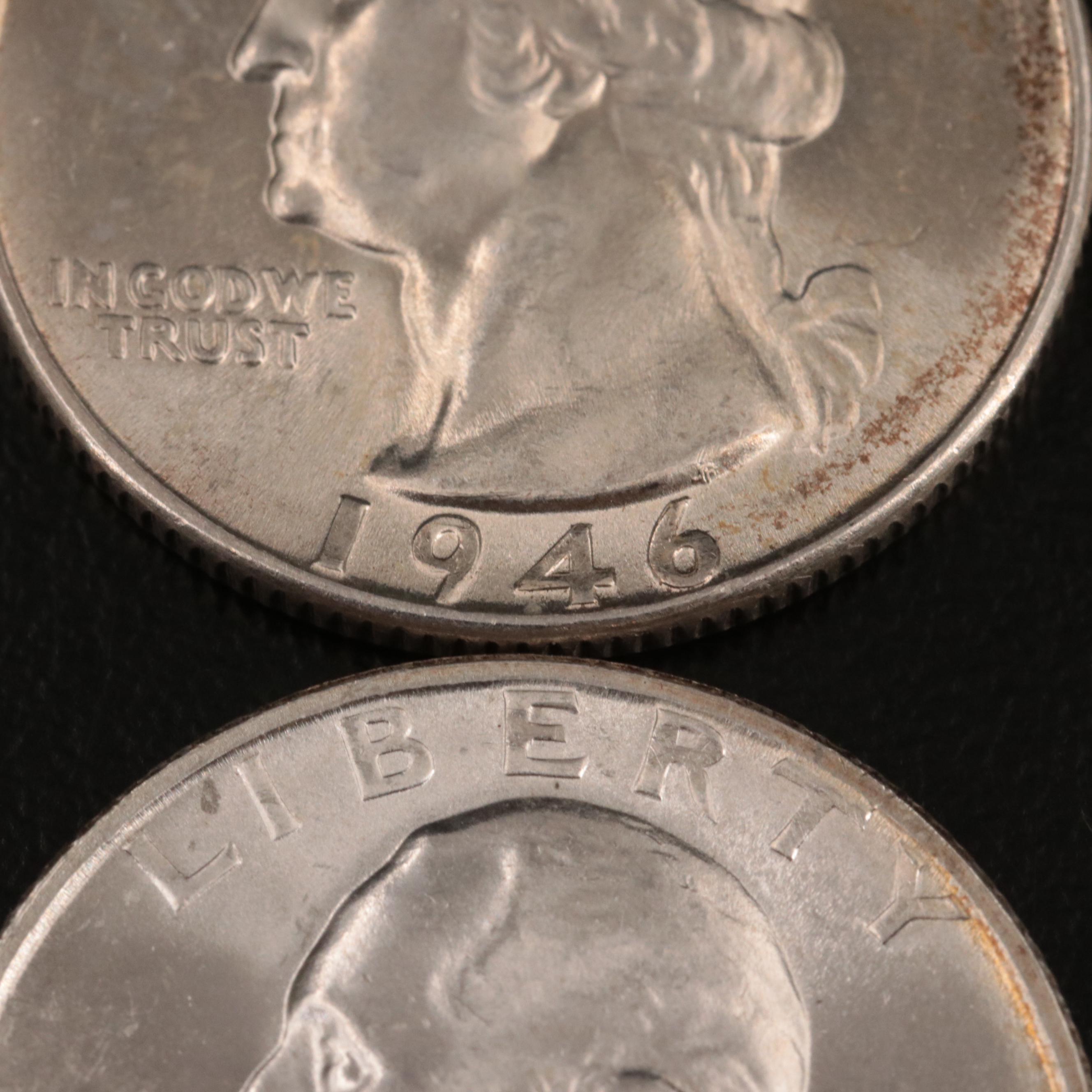 Four Uncirculated Silver Washington Quarters