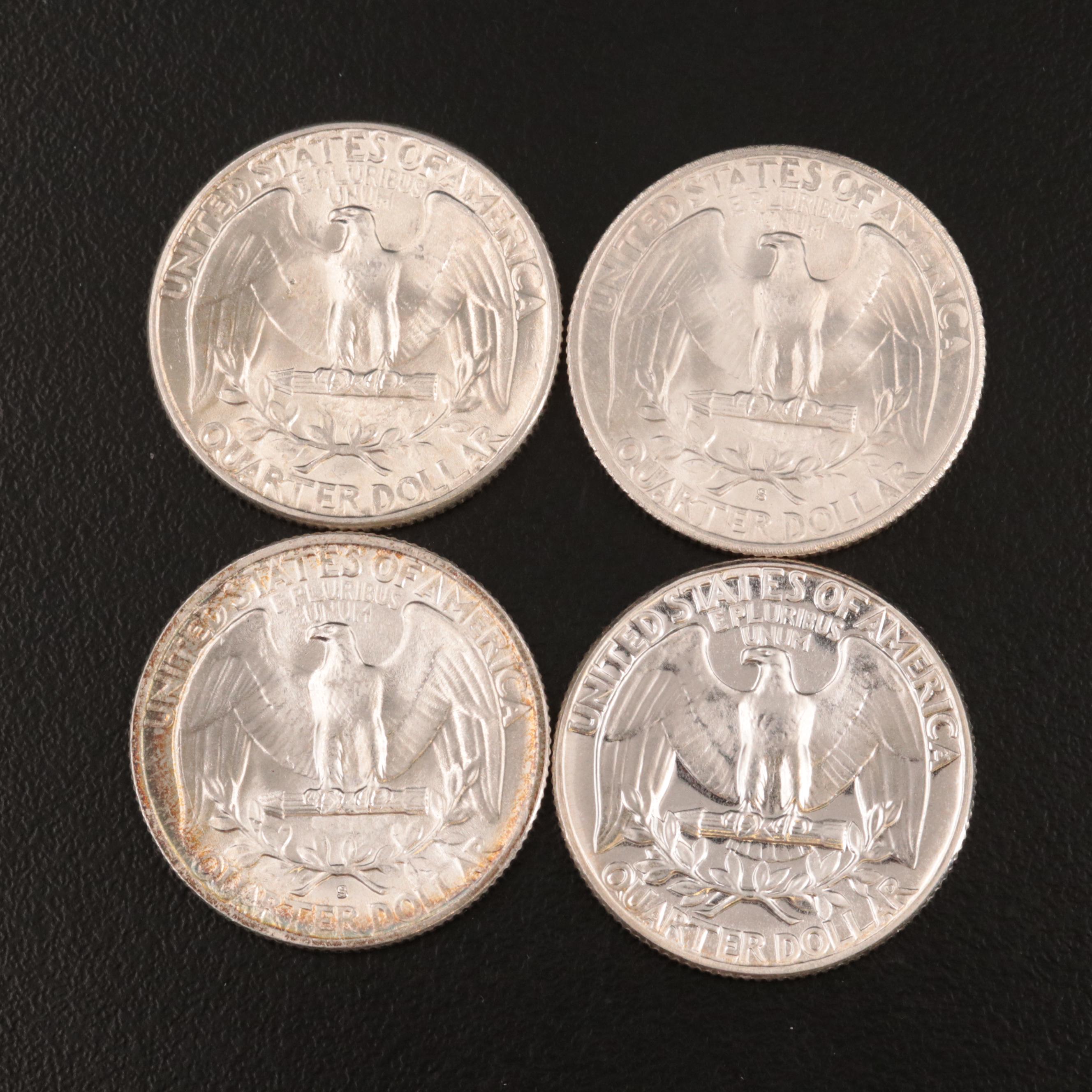 Four Uncirculated Silver Washington Quarters