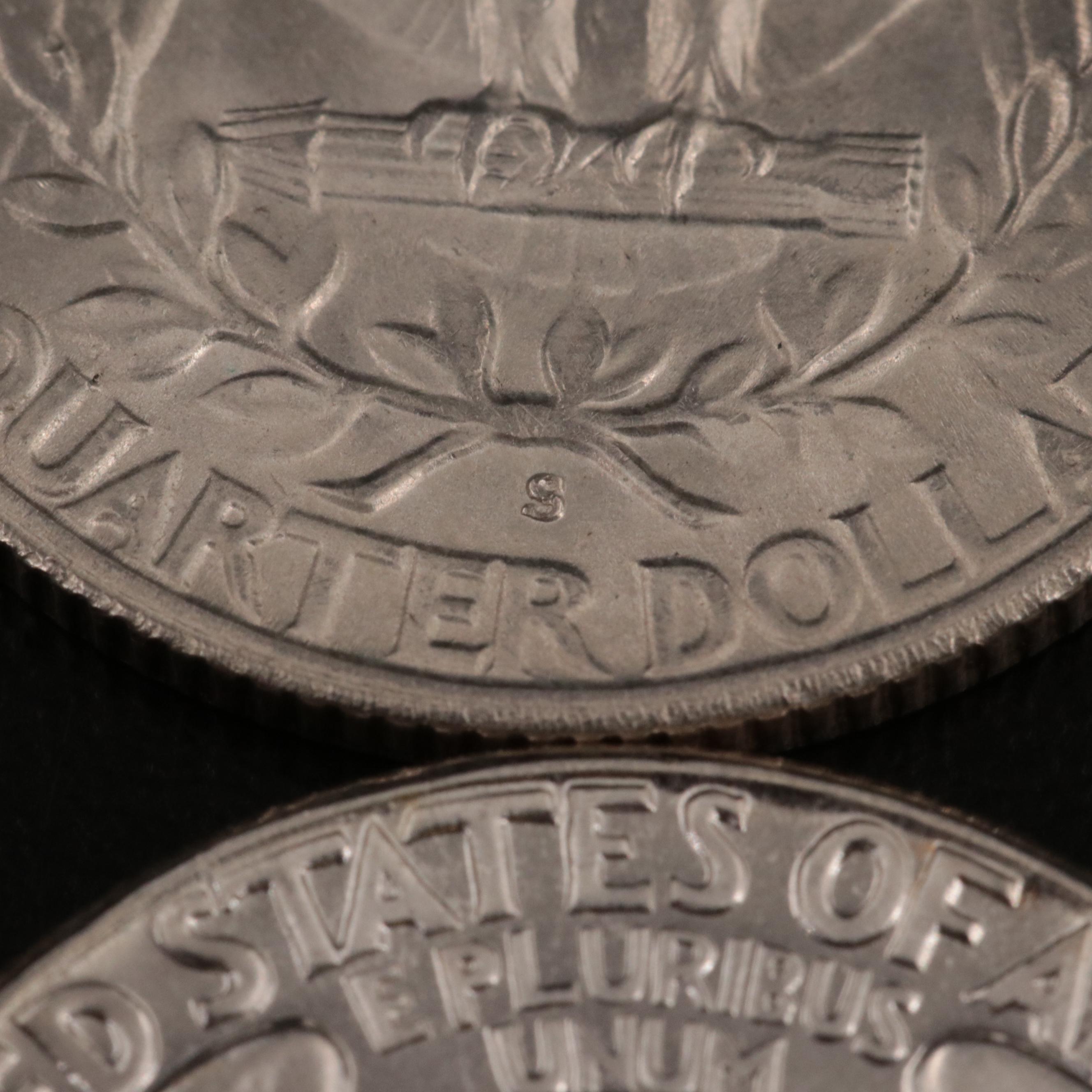 Four Uncirculated Silver Washington Quarters