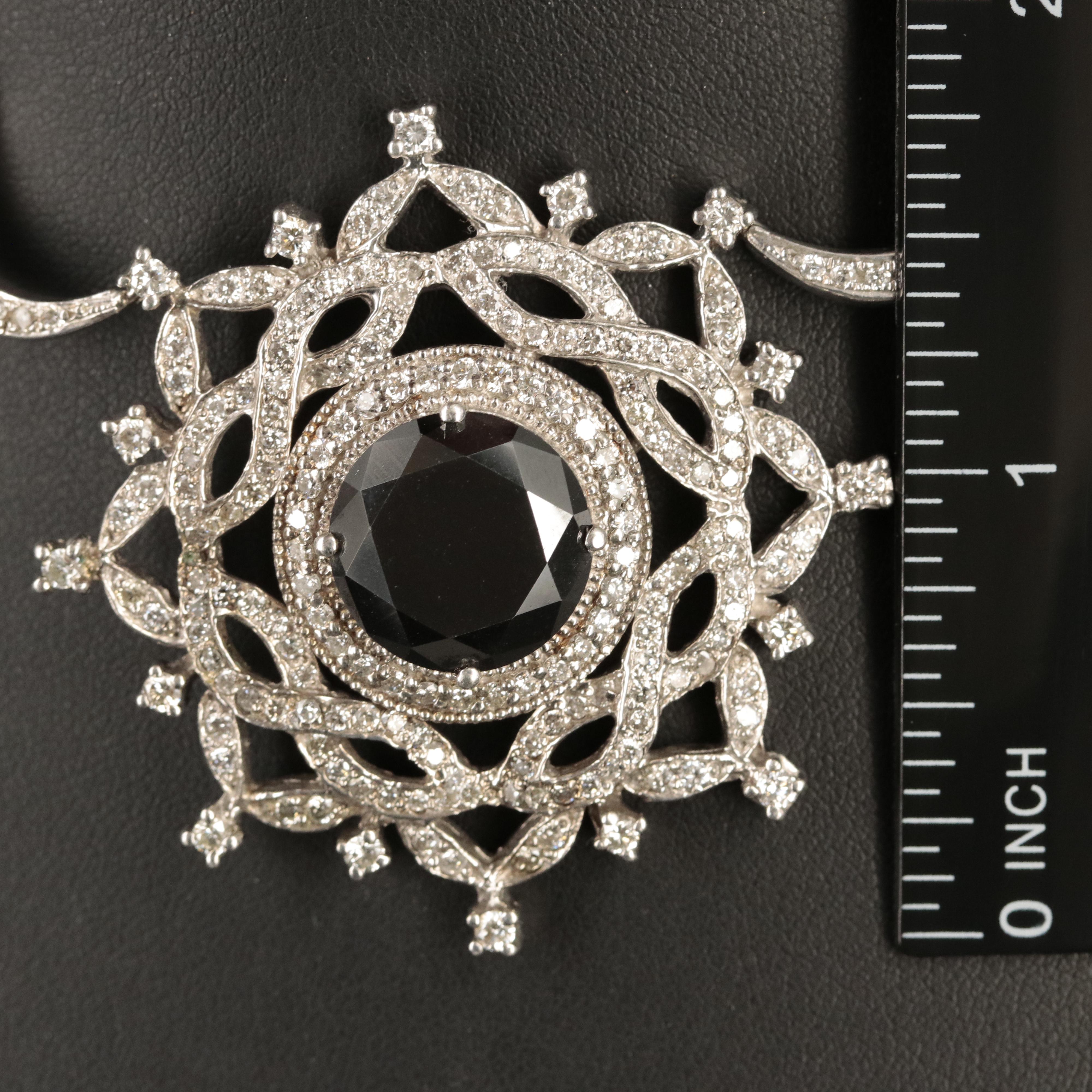 Sterling Moissanite, Sapphire and 5.93 CTW Diamond Garland Necklace