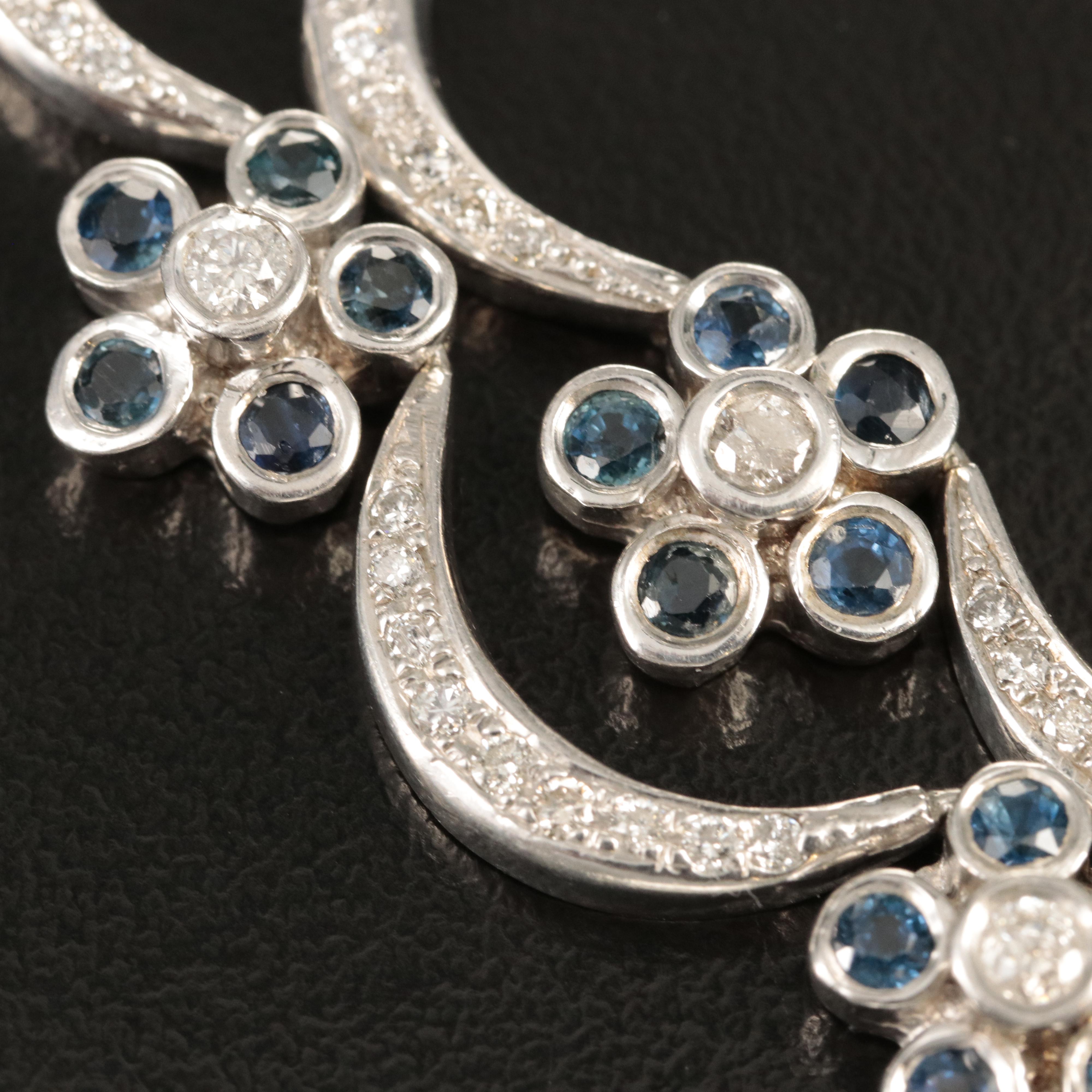 Sterling Moissanite, Sapphire and 5.93 CTW Diamond Garland Necklace