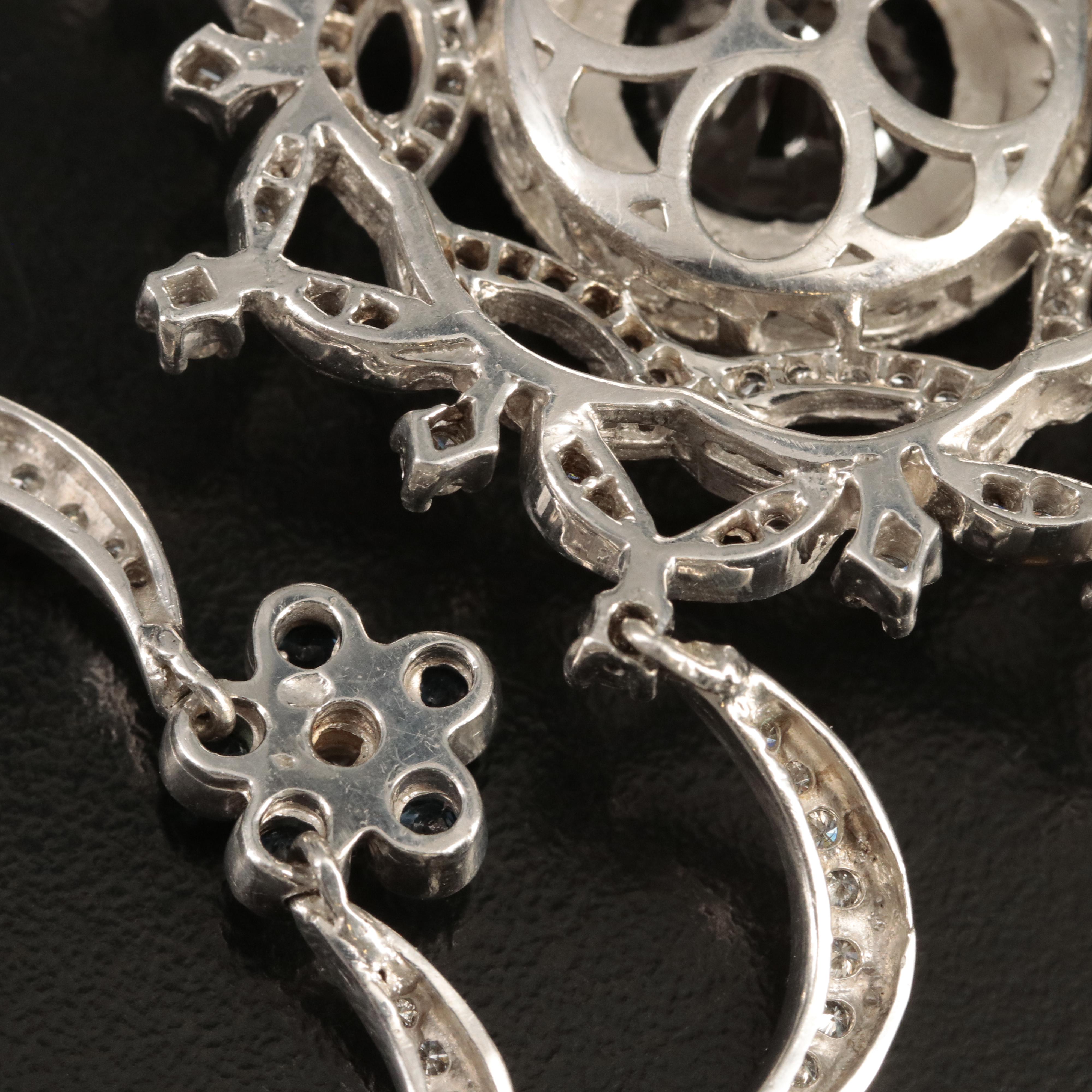 Sterling Moissanite, Sapphire and 5.93 CTW Diamond Garland Necklace