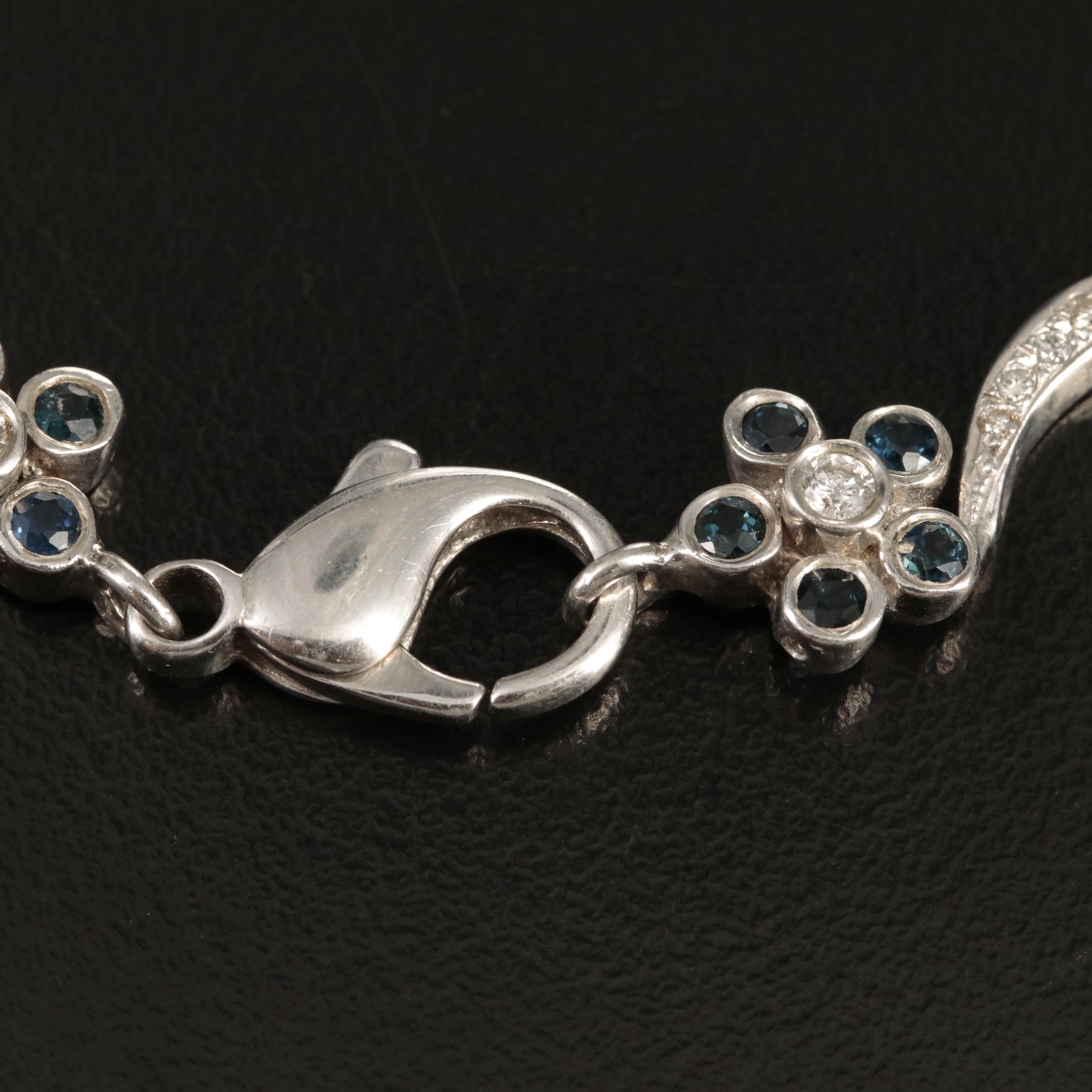 Sterling Moissanite, Sapphire and 5.93 CTW Diamond Garland Necklace