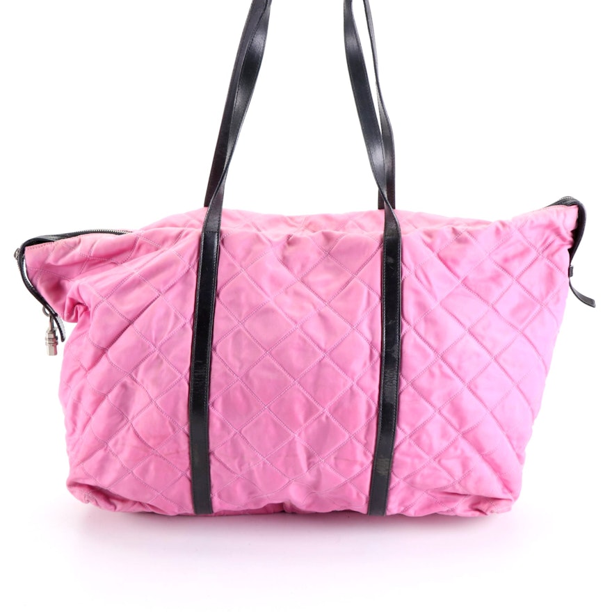 Prada Quilted Nylon and Leather Tote