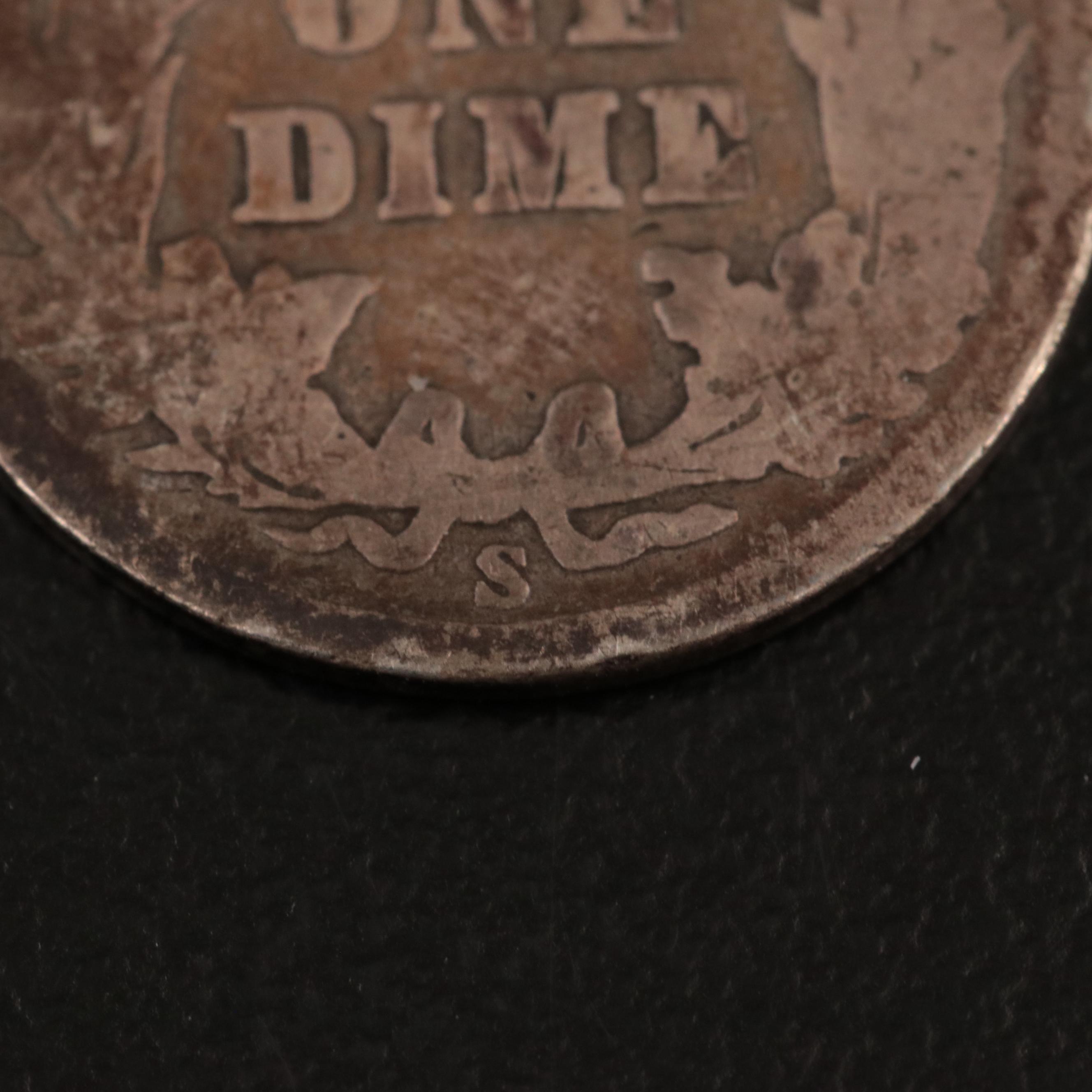 Six Lower Mintage  U.S. Silver Barber Dimes