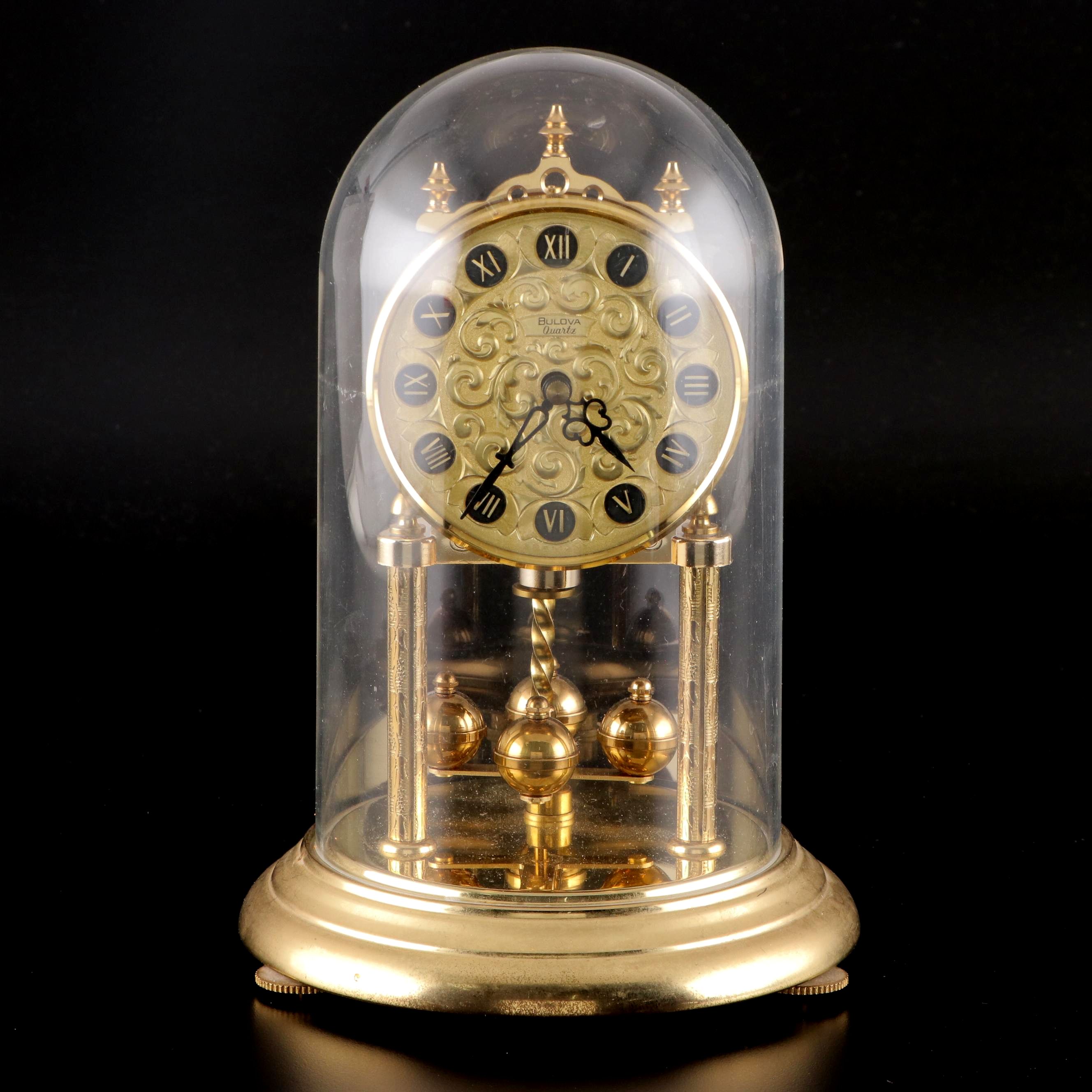 Bulova Quartz Anniversary Clock With Glass Dome