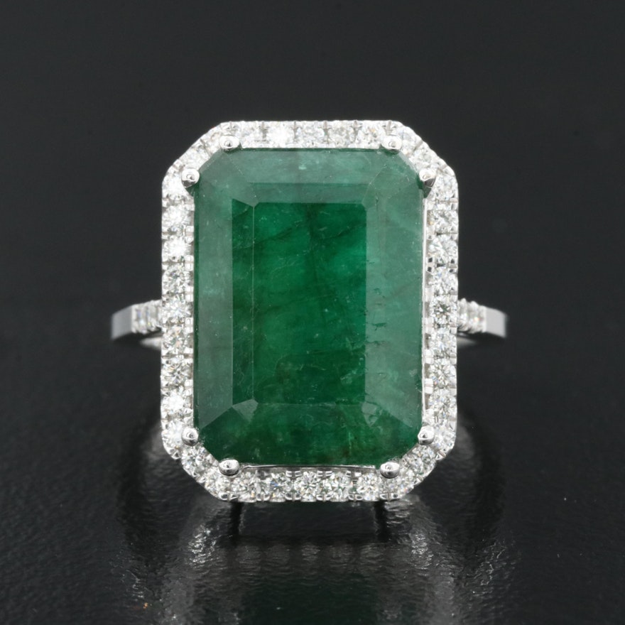 18K 10.13 CT Emerald and Diamond Ring