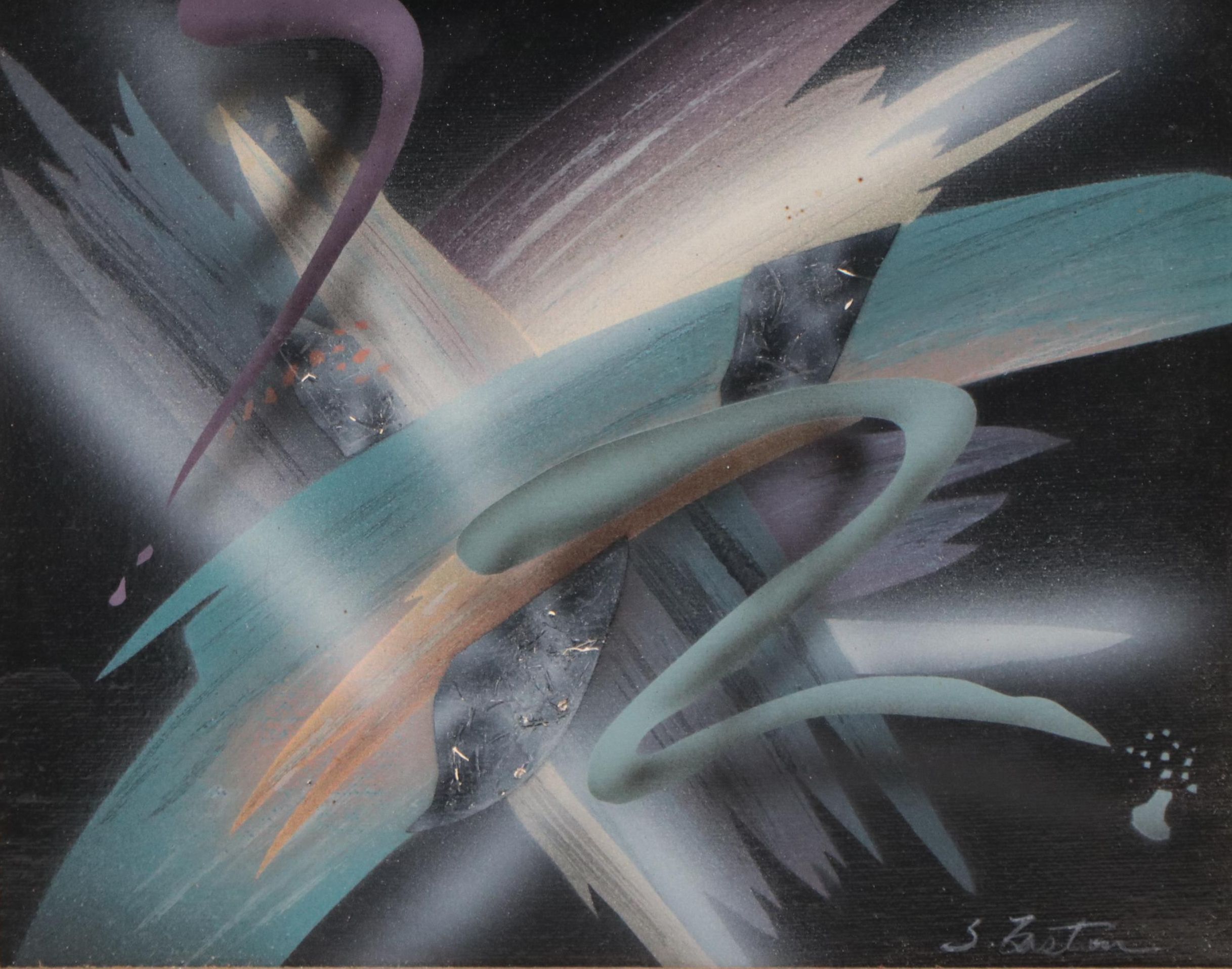 S. Easton Acrylic Painting of Surreal Landscape, Late 20th Century