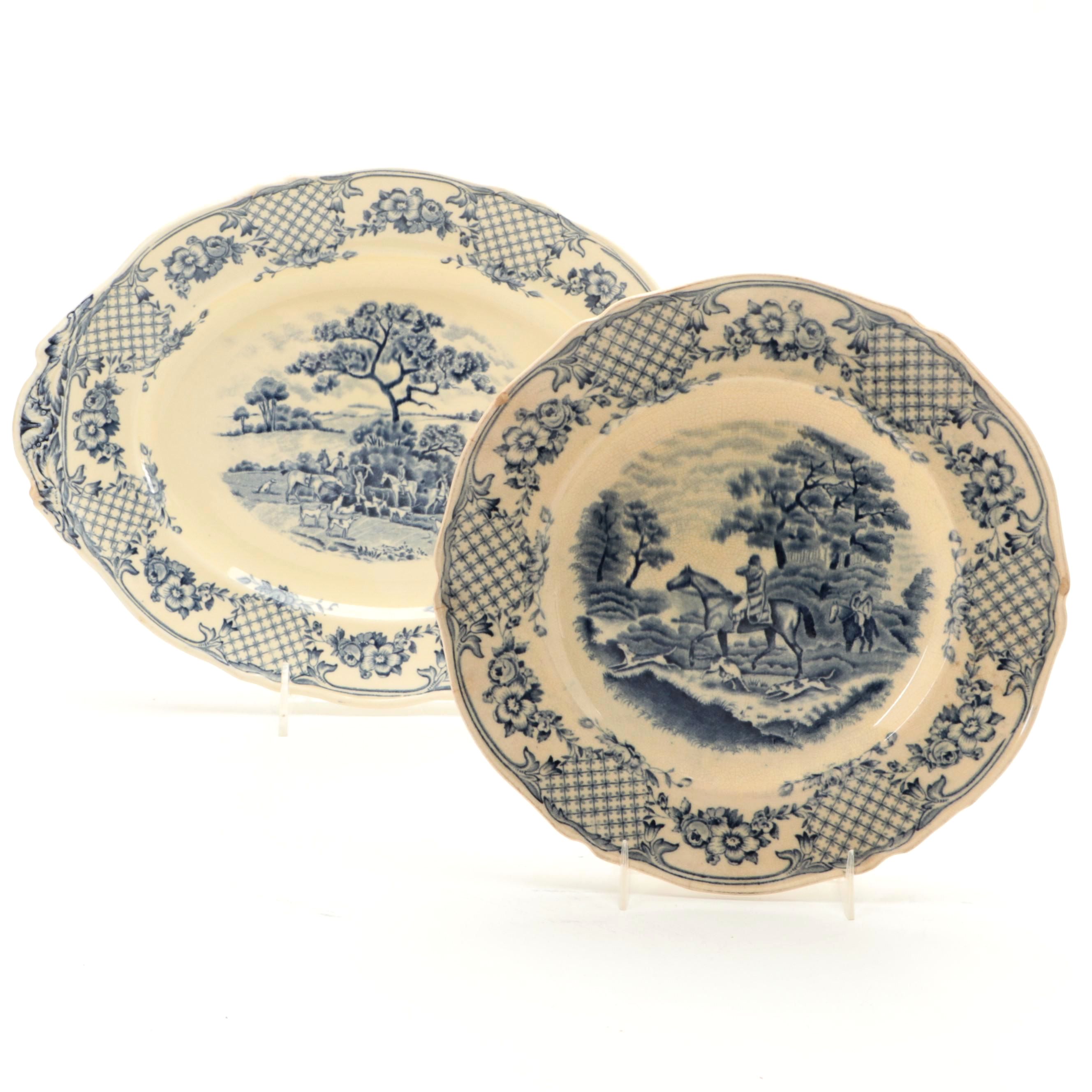 John Steventon & Sons English Transferware Hunting Scene Ironstone Dinnerware