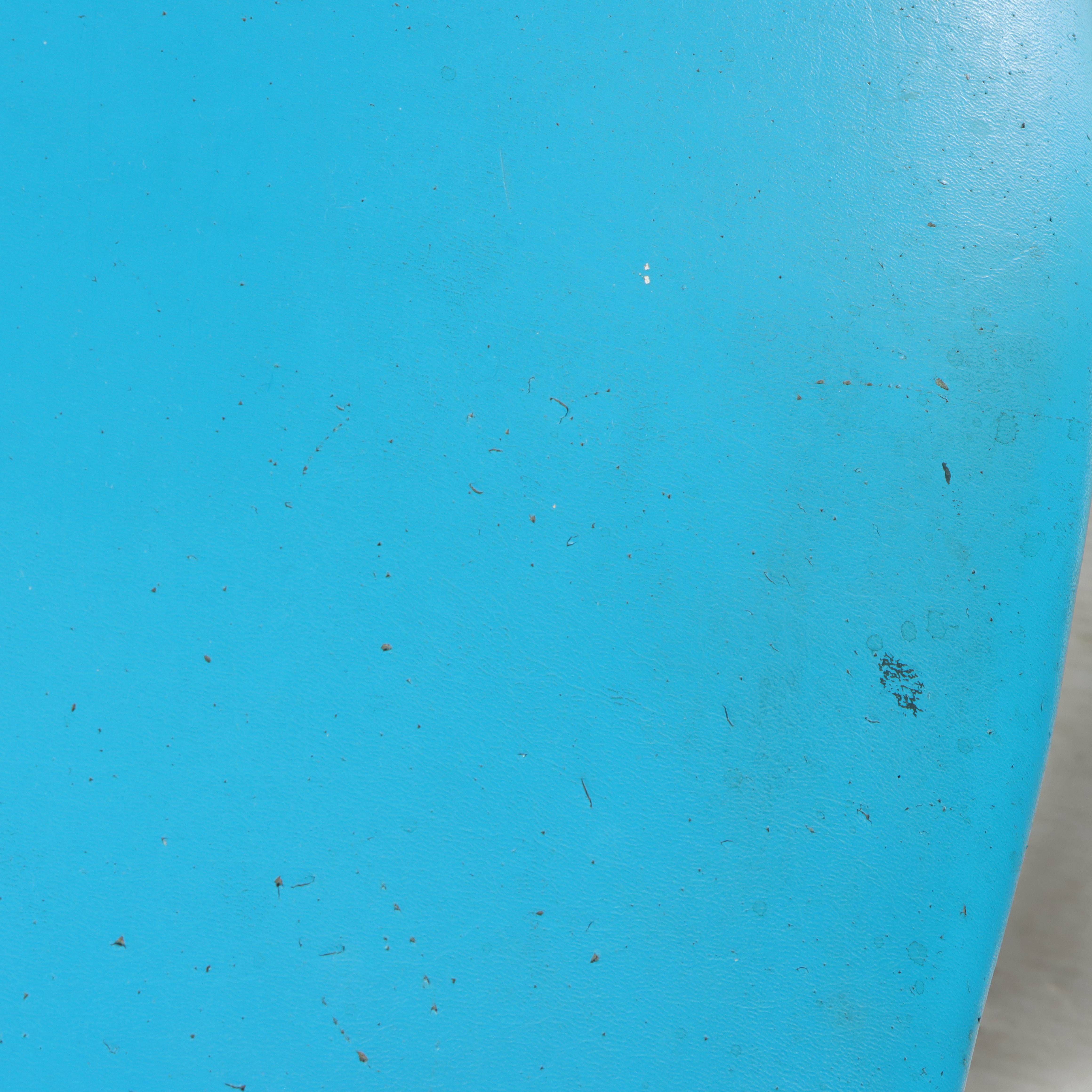 Pair of Louis XVI Style Walnut and Blue Vinyl Salon Chairs, Late 19th Century