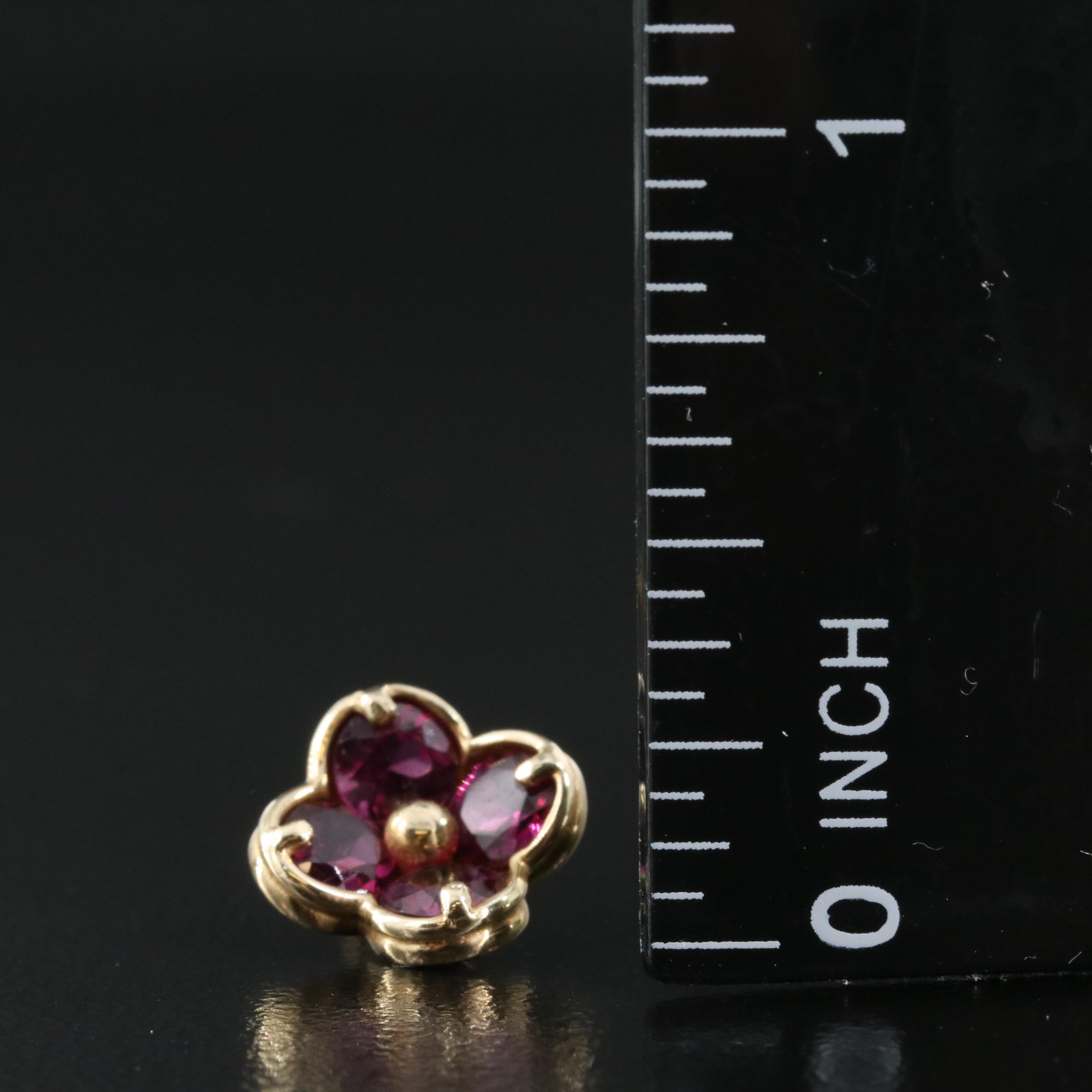 14K Rhodolite Garnet Flower Stud Earrings