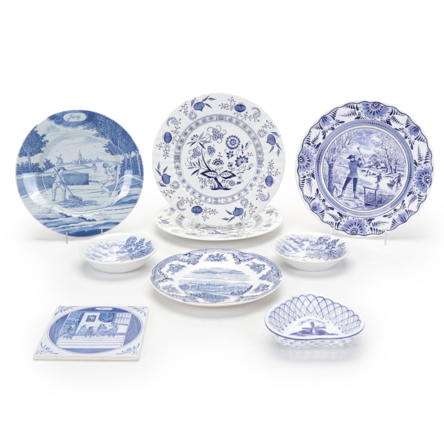 Delft, Wedgwood with  Meakin, Johnson Bros. and Other Blue and White Décor