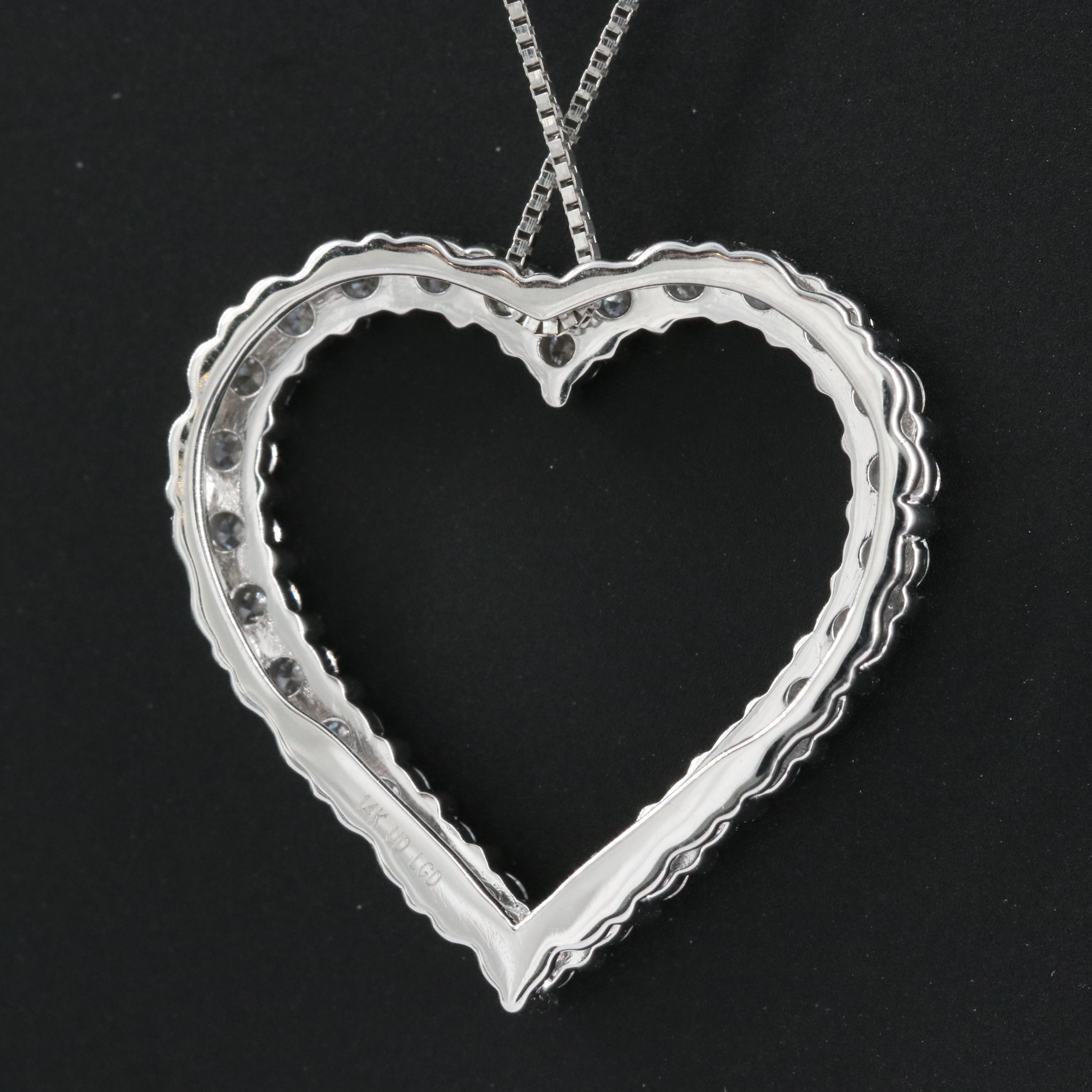 14K 1.00 CTW Lab Grown Diamond Heart Necklace with IGI Report