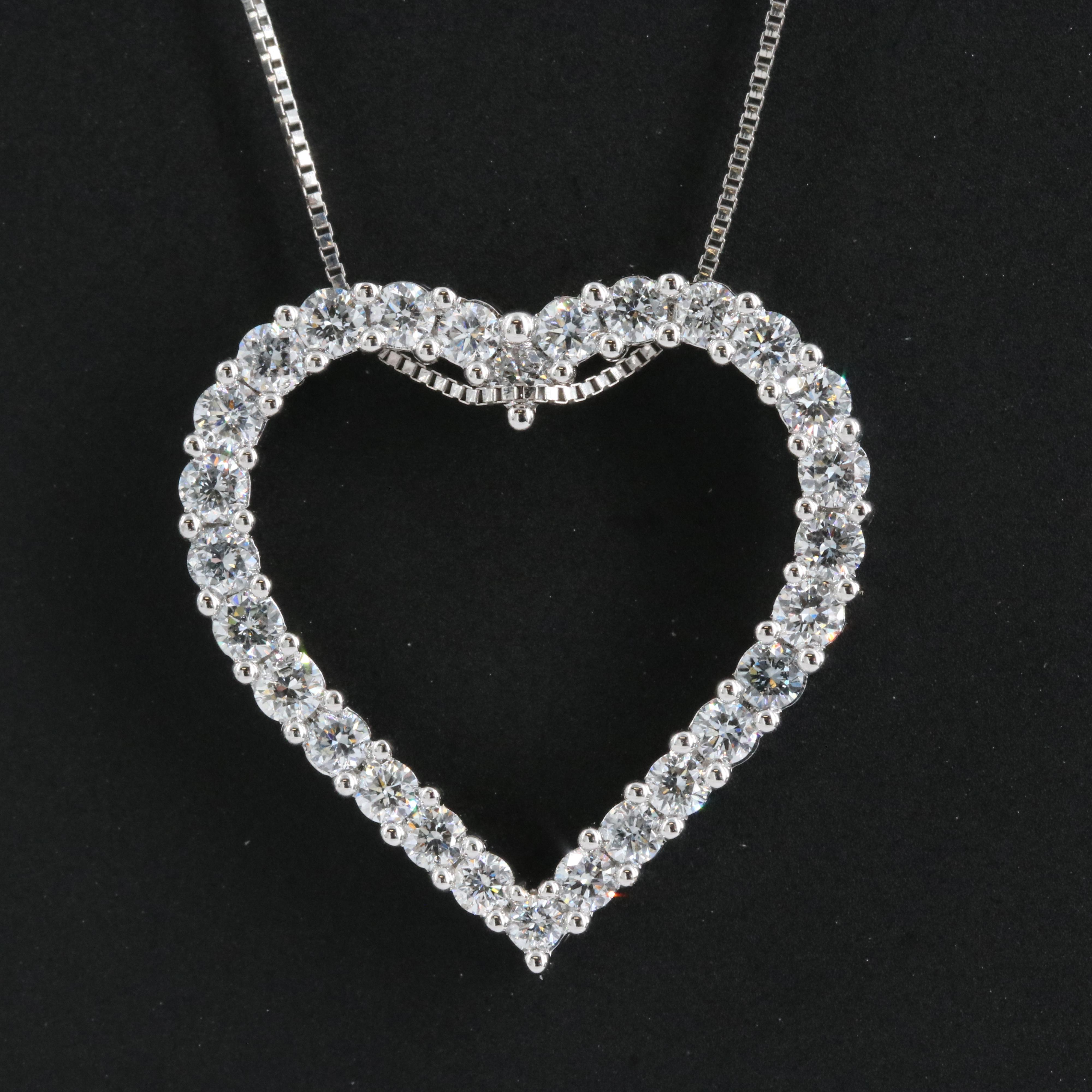 14K 1.00 CTW Lab Grown Diamond Heart Pendant Necklace with IGI Report