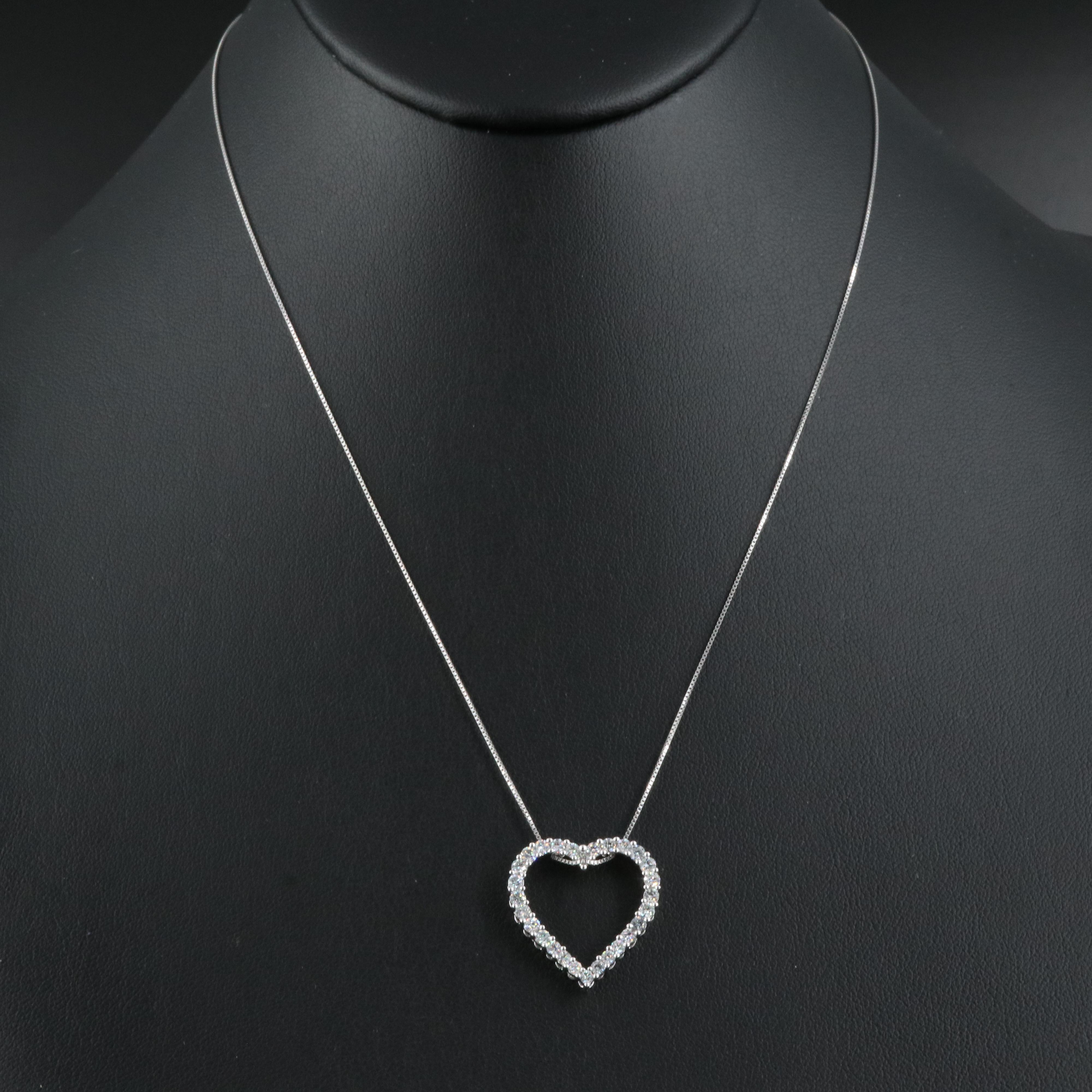14K 1.00 CTW Lab Grown Diamond Heart Pendant Necklace with IGI Report