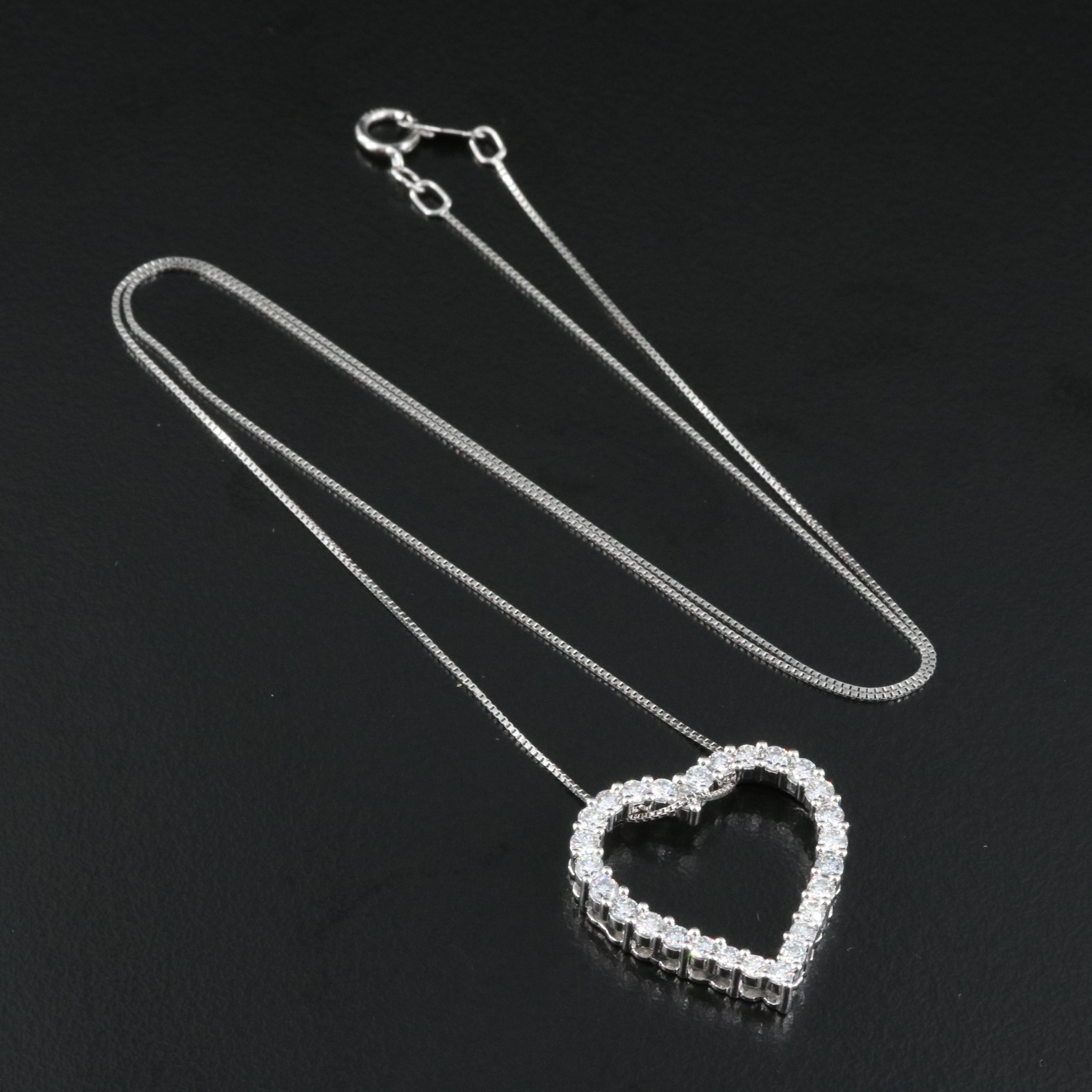 14K 1.00 CTW Lab Grown Diamond Heart Pendant Necklace with IGI Report