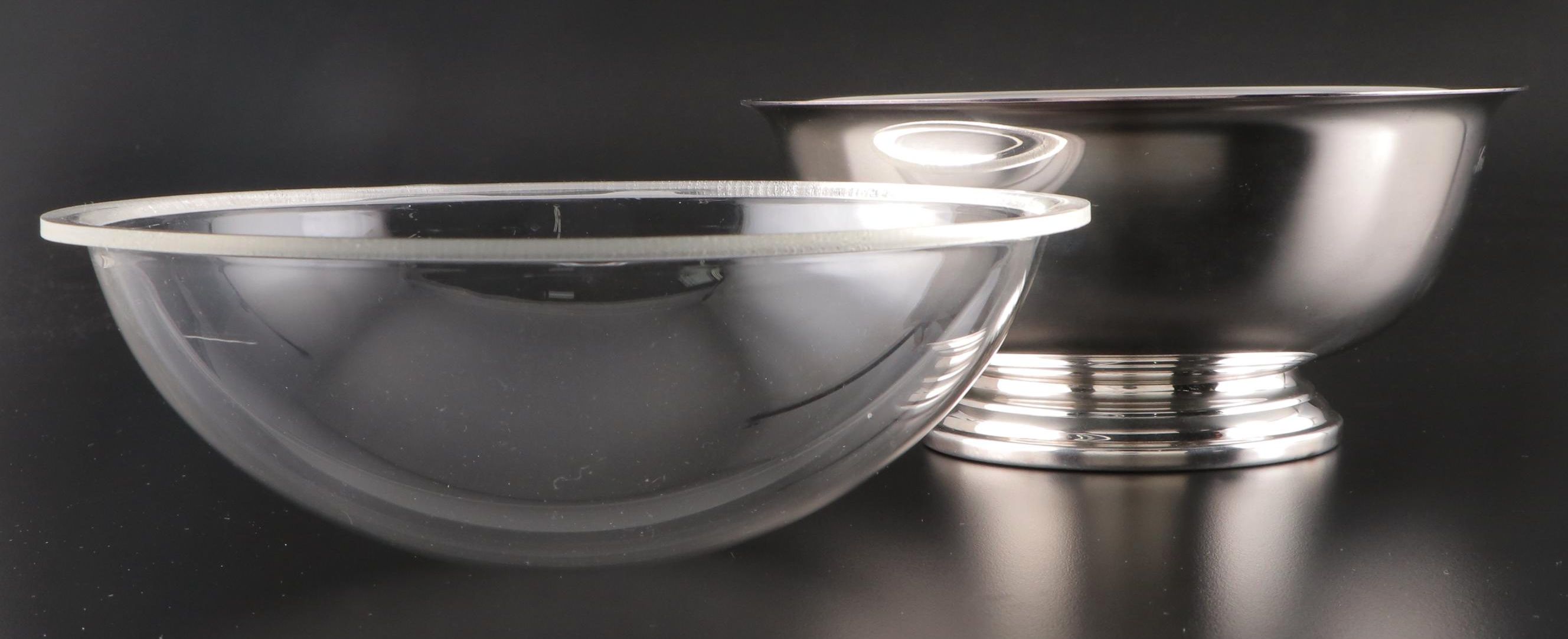 Gorham "Paul Revere" Silver Plate Serving Bowl with Oxford Silver Round Platter