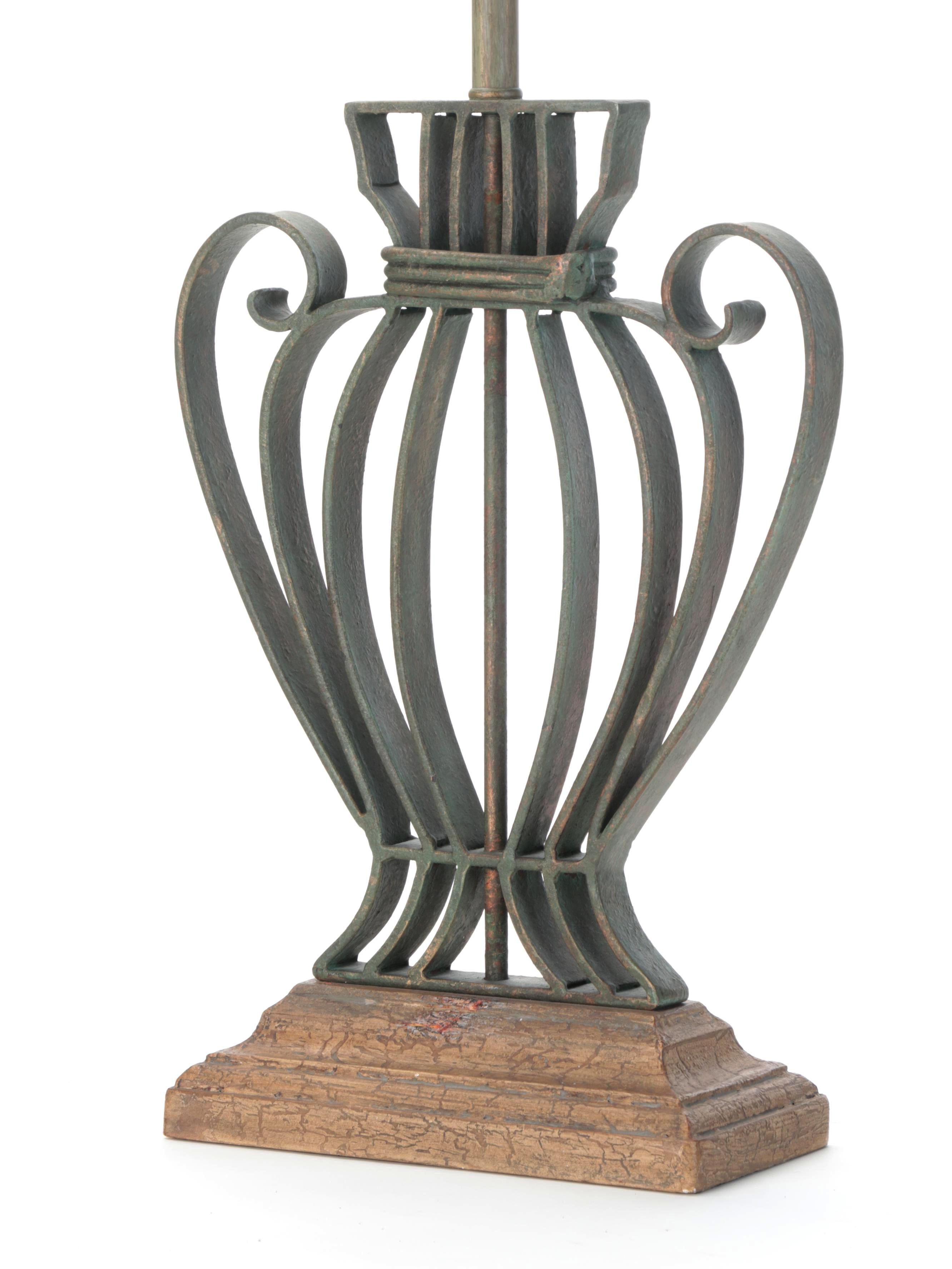Ethan Allen Neoclassical Style Iron Urn Table Lamps, Contemporary
