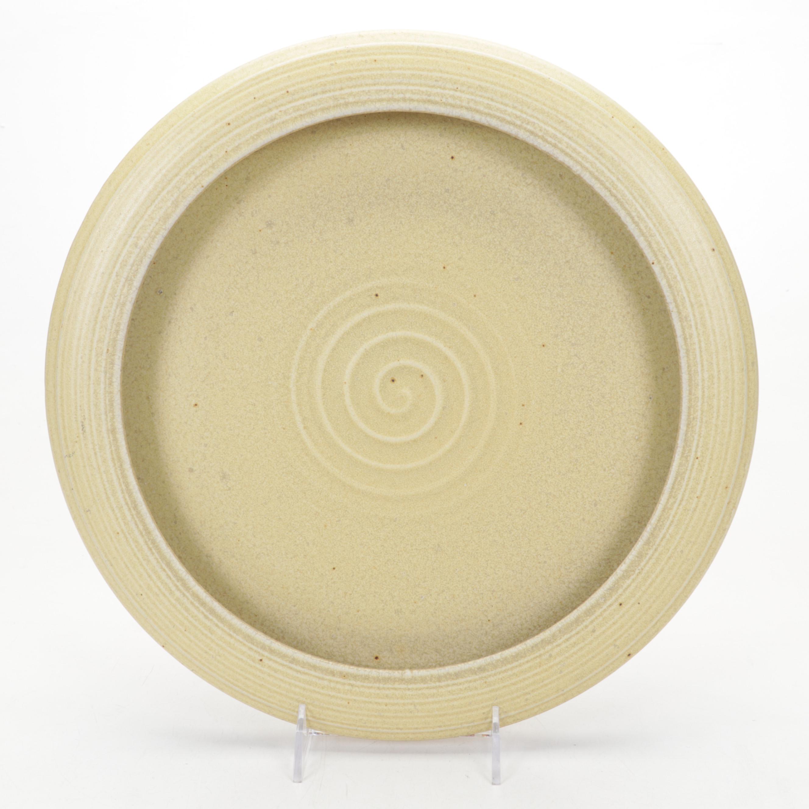 Justin Teilhet Yellow Ceramic Platter with Jason Parsley Art Pottery Vases