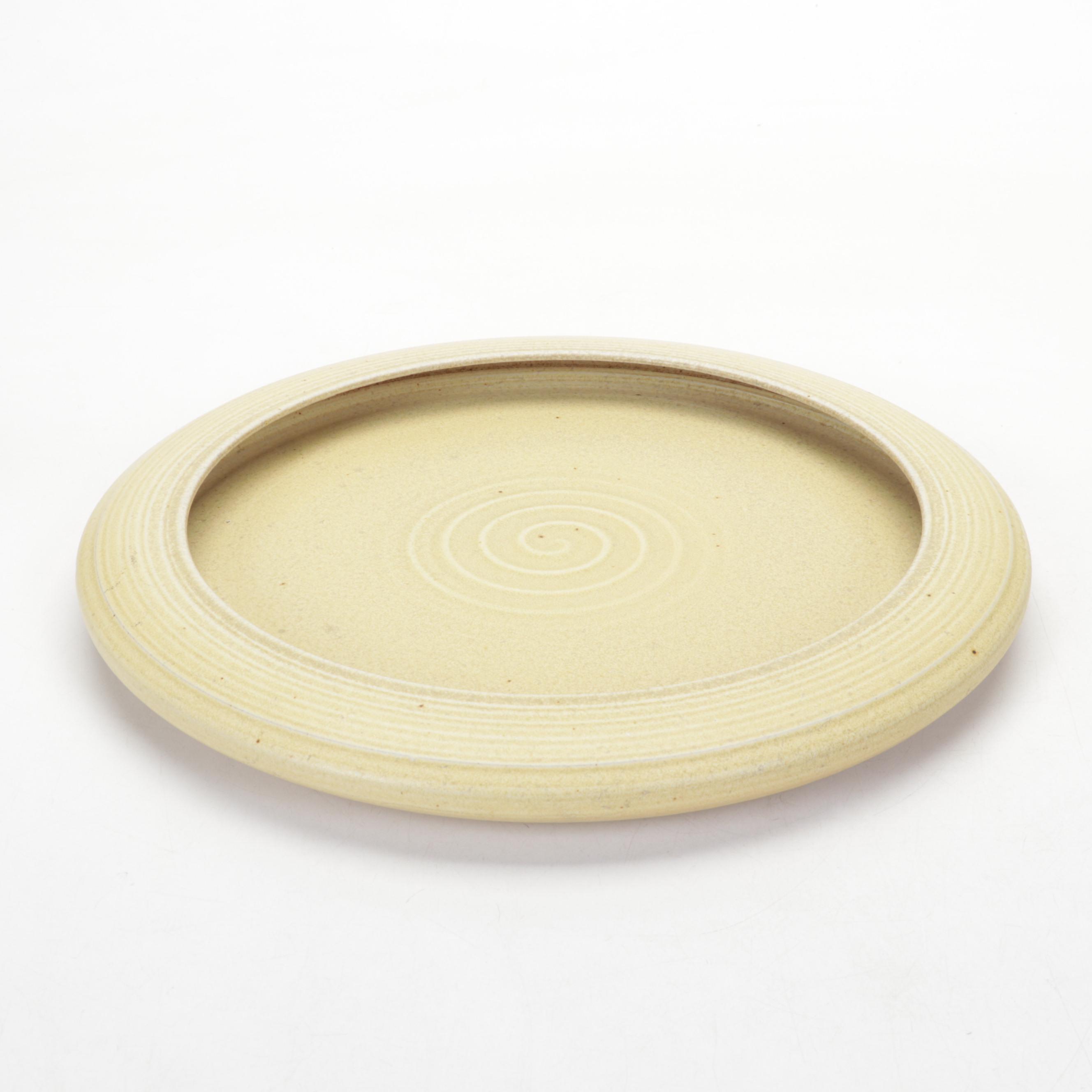 Justin Teilhet Yellow Ceramic Platter with Jason Parsley Art Pottery Vases