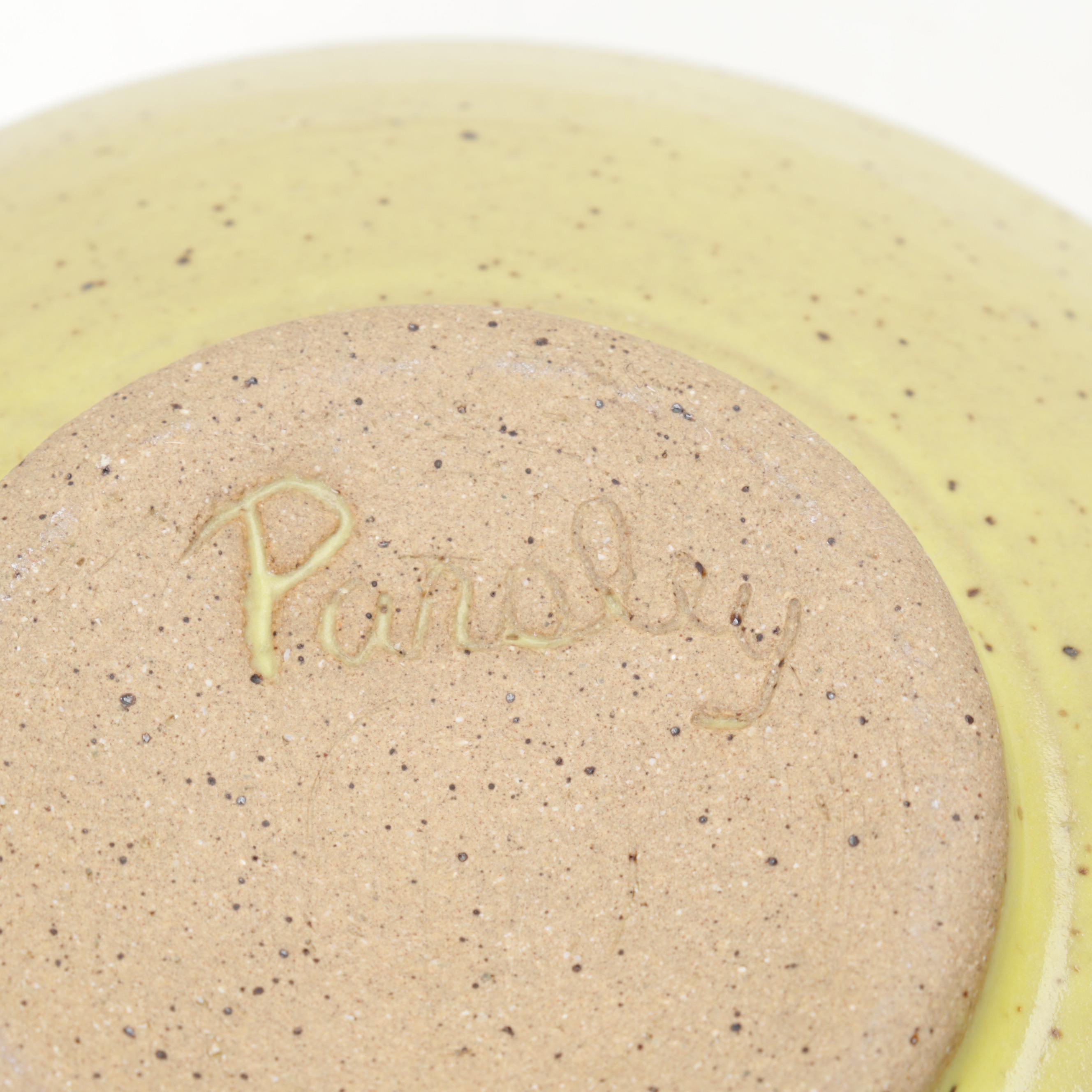 Justin Teilhet Yellow Ceramic Platter with Jason Parsley Art Pottery Vases