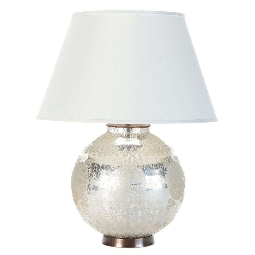 Etched Silver Mercury Glass Table Lamp by Ethan Allen