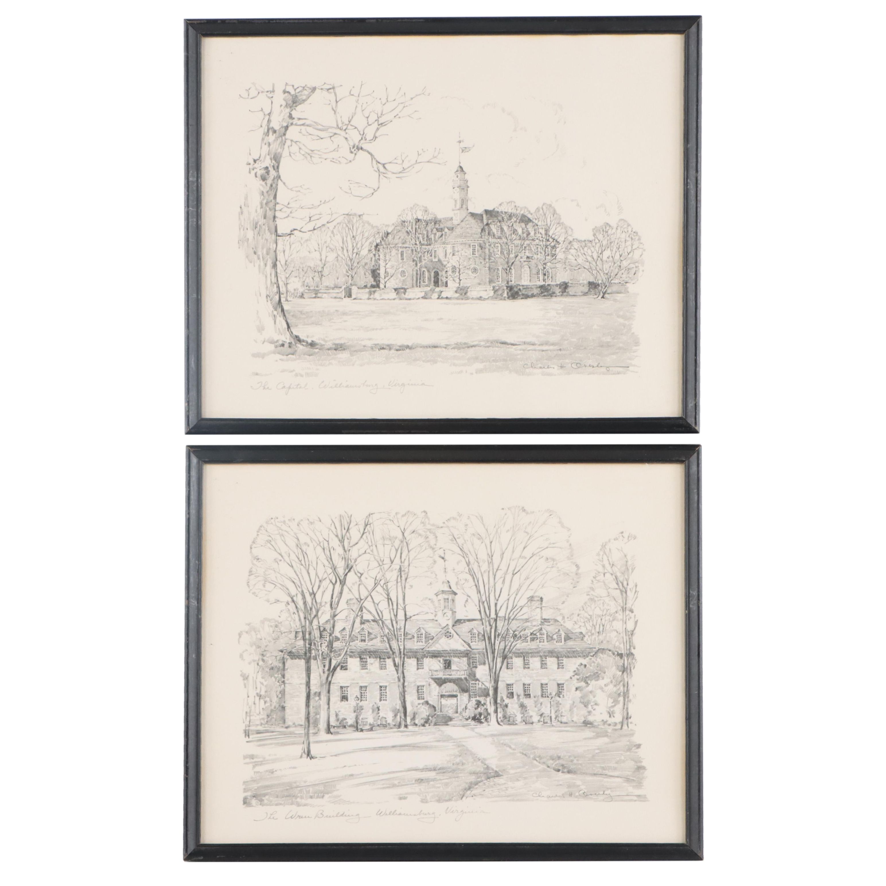 Halftones After Charles H. Overly of Buildings In Williamsburg, Virginia