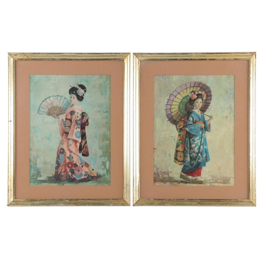 Offset Lithographs of Japanese Figures After J. Piffare