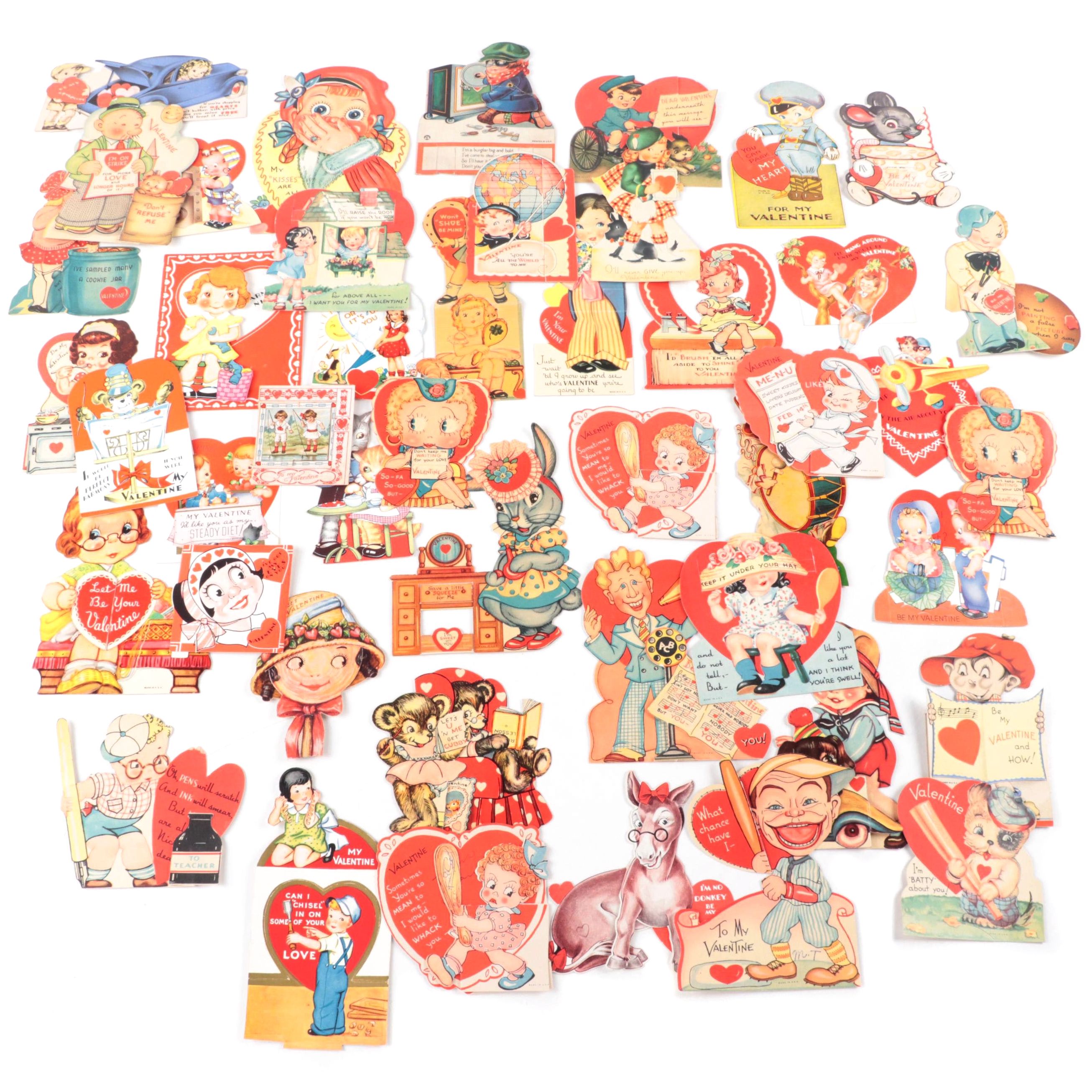 Valentine's Day Mechanical, Fold-Out and Other Cards, Early to Mid-20th Century