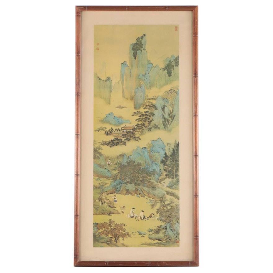 Offset Lithograph After Qiu Ying "The Emperor Guangwu Fording a River"