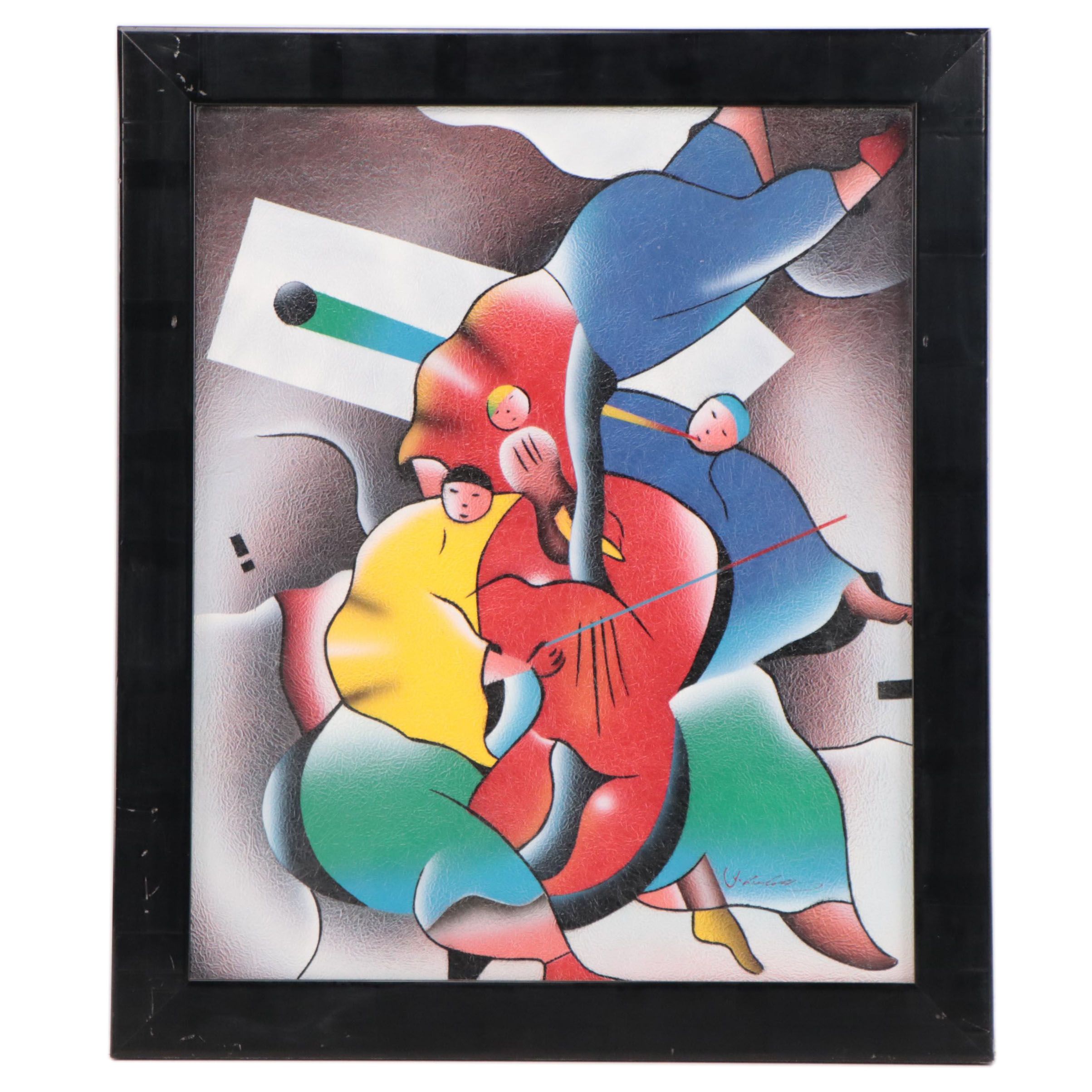 J. Kendall Abstract Airbrush Painting of Musicians