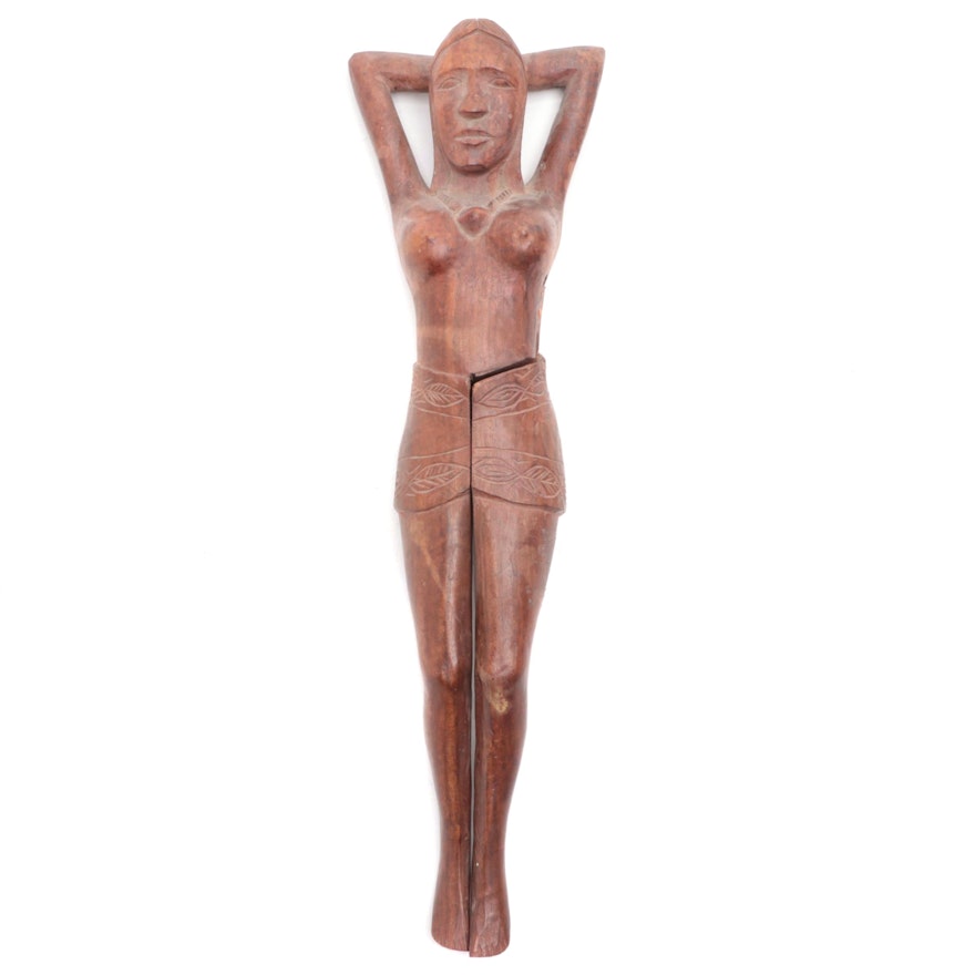 African Figural Carved Hardwood Nutcracker